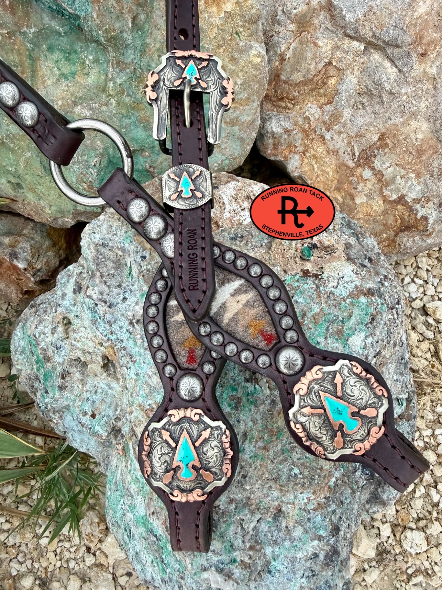 Single Ear Ring Headstall with Pacific Crest Wool and Arrow Hardware 35"-39" Headstall07062026-04