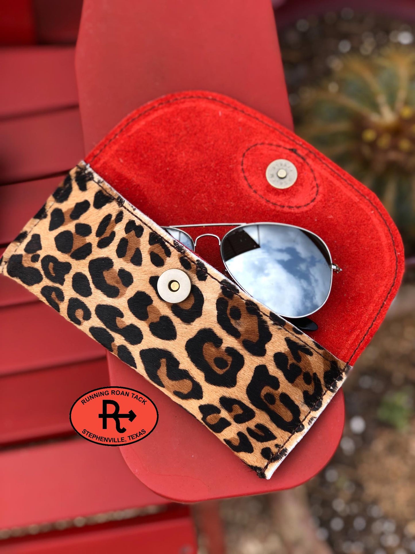Leopard Hair On Cowhide Eyewear Sunglasses Case with Interior of Your Choice