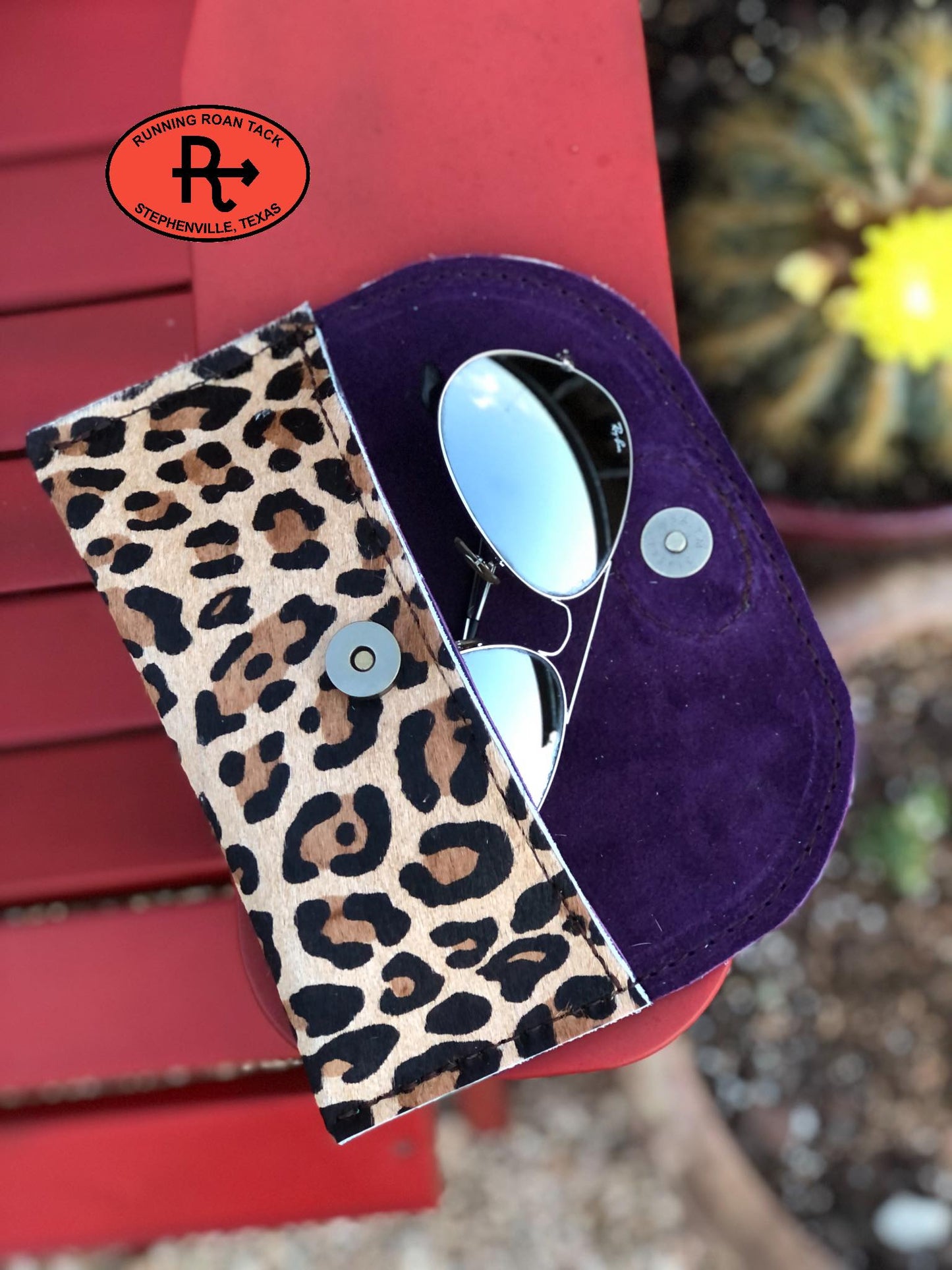 Leopard Hair On Cowhide Eyewear Sunglasses Case with Interior of Your Choice