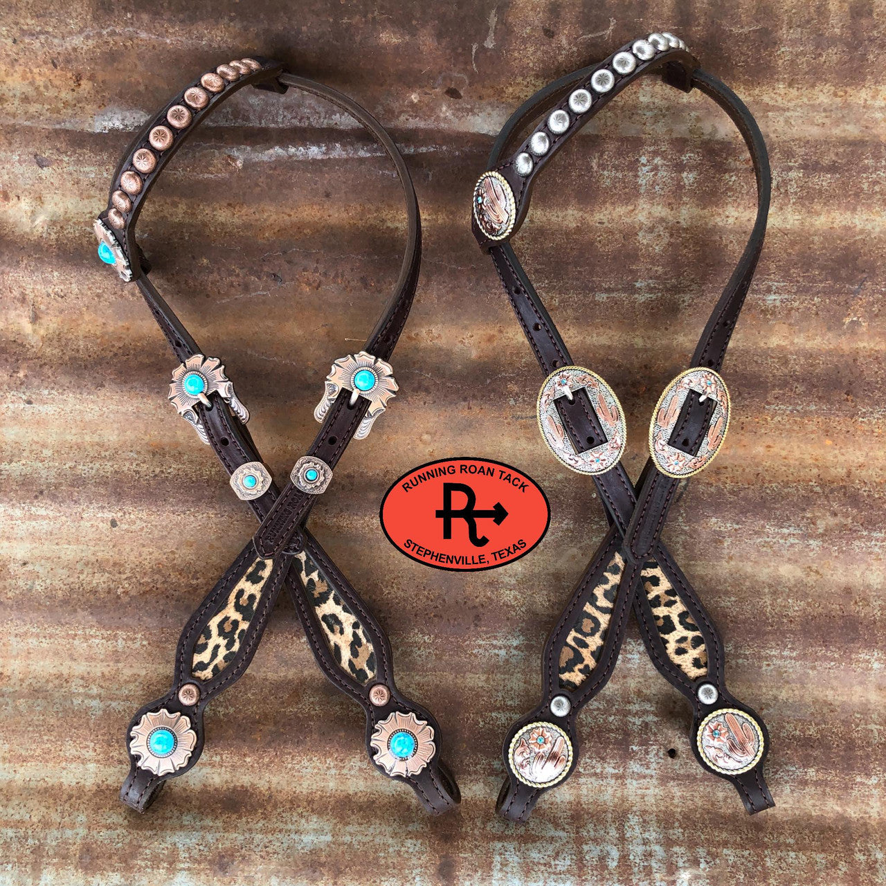 Leopard Print Single Ear Standard Size Headstall with Your Choice of Hardware
