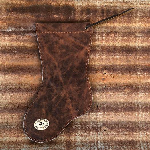 Leopard Print Cowhide Christmas Stocking with Floral Leather Trim