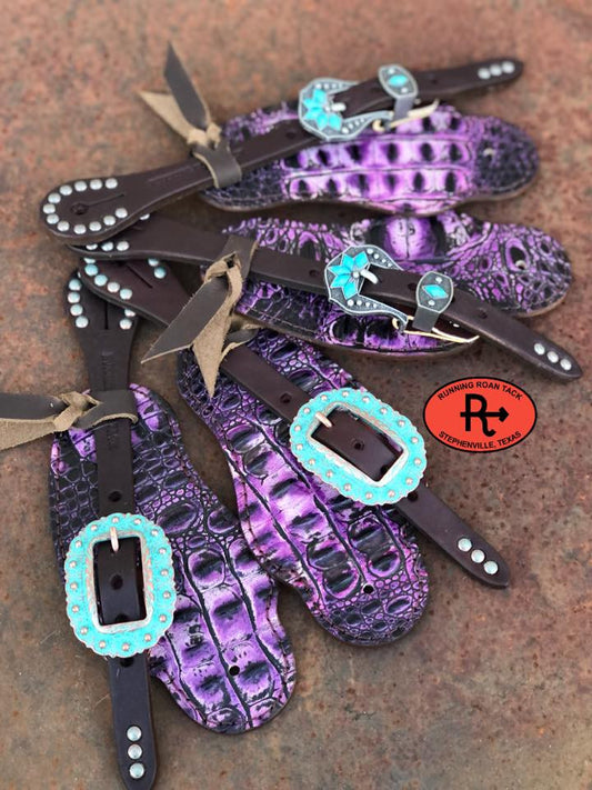 Purple Croc Buckaroo Spur Straps with Your Choice of Buckles