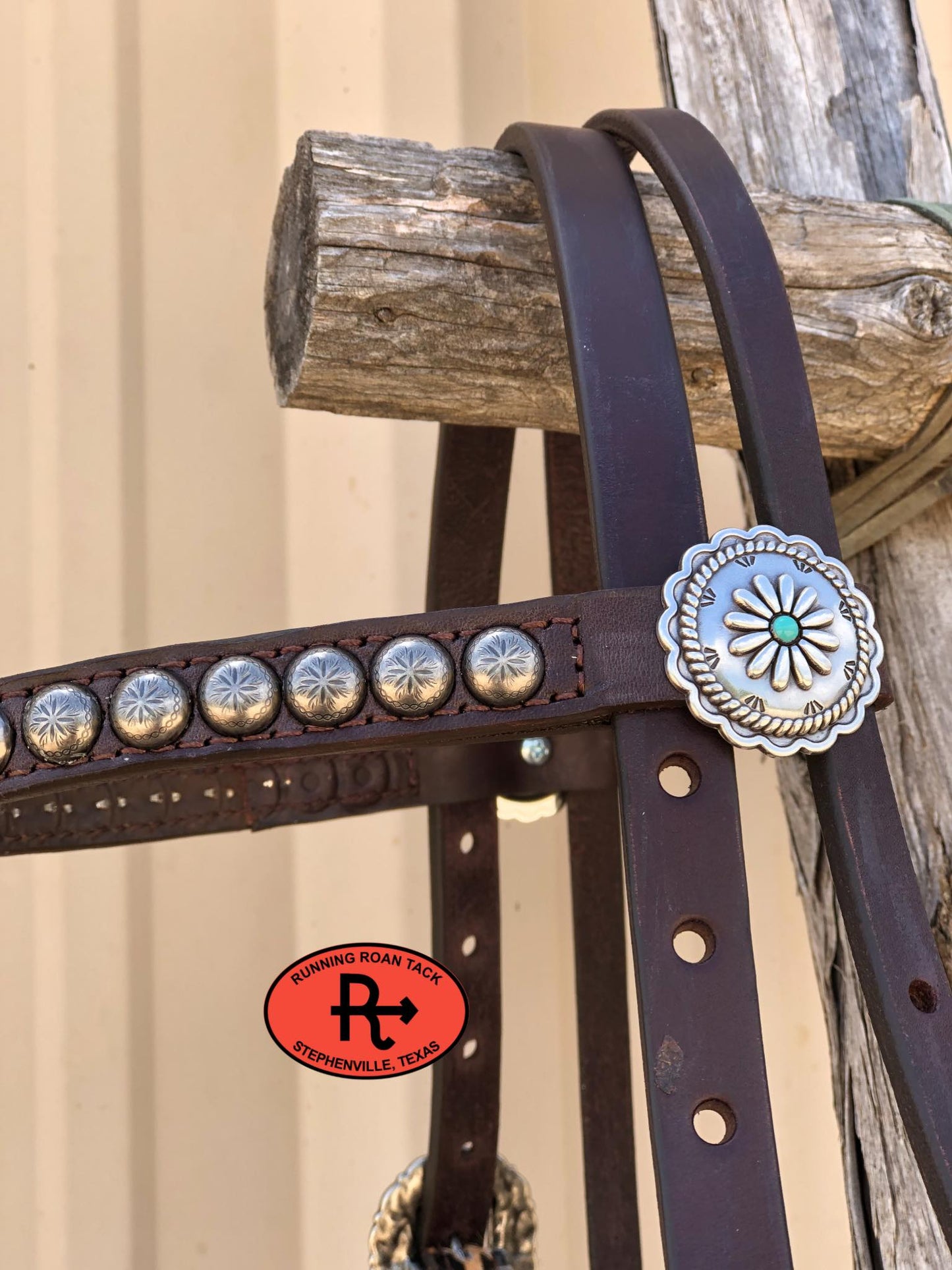 Leopard Hair On Hide Browband Short Cheek Headstall with Dots
