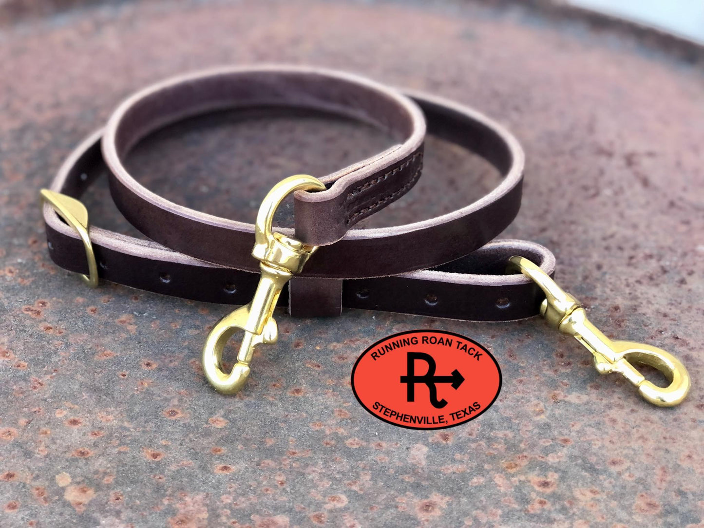 3/4" Wide Tiedown Strap in Chocolate Leather with Solid Brass Hardware