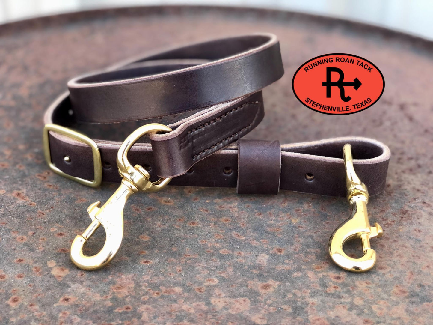 1" Wide Tiedown Strap in Chocolate Leather with Solid Brass Hardware