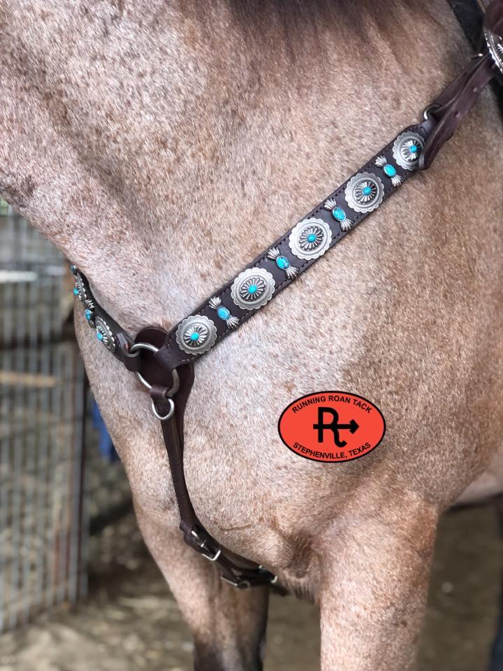 Antique Silver Southwest Concho Breast Collar