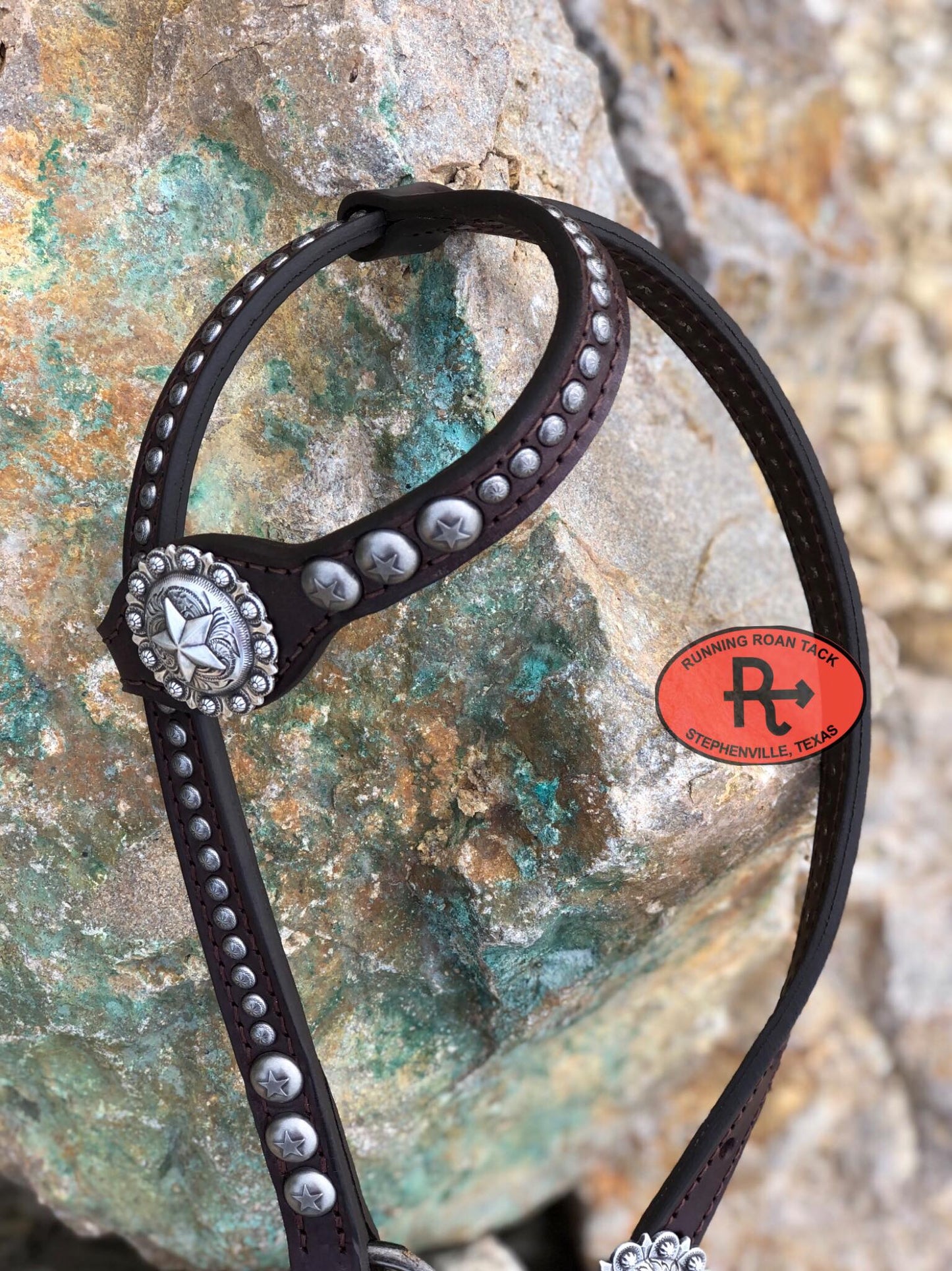 Single Ear Ring Headstall with Mesilla Wool and Star Hardware 39"-43"