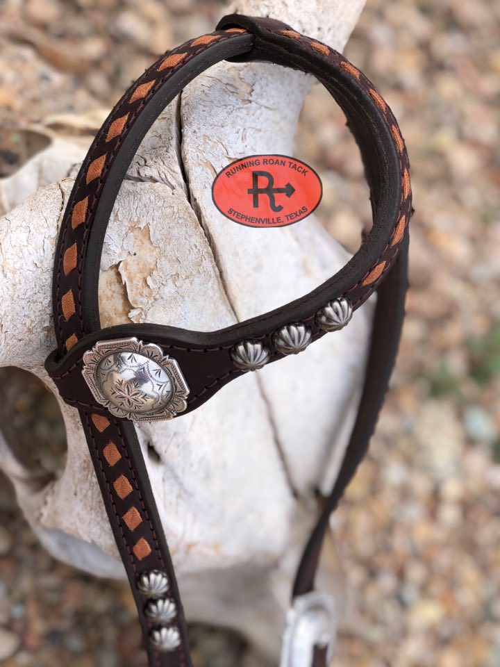 Single Ear Ring Headstall with Pacific Crest Wool and Tan Buckstitch 38"-42"