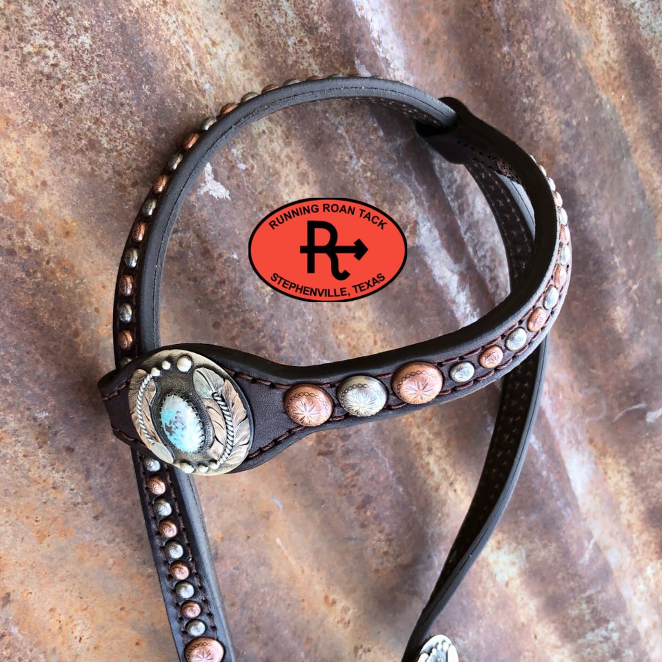 Single Ear Ring Headstall with Off White Lacing and German Silver 37"-41"