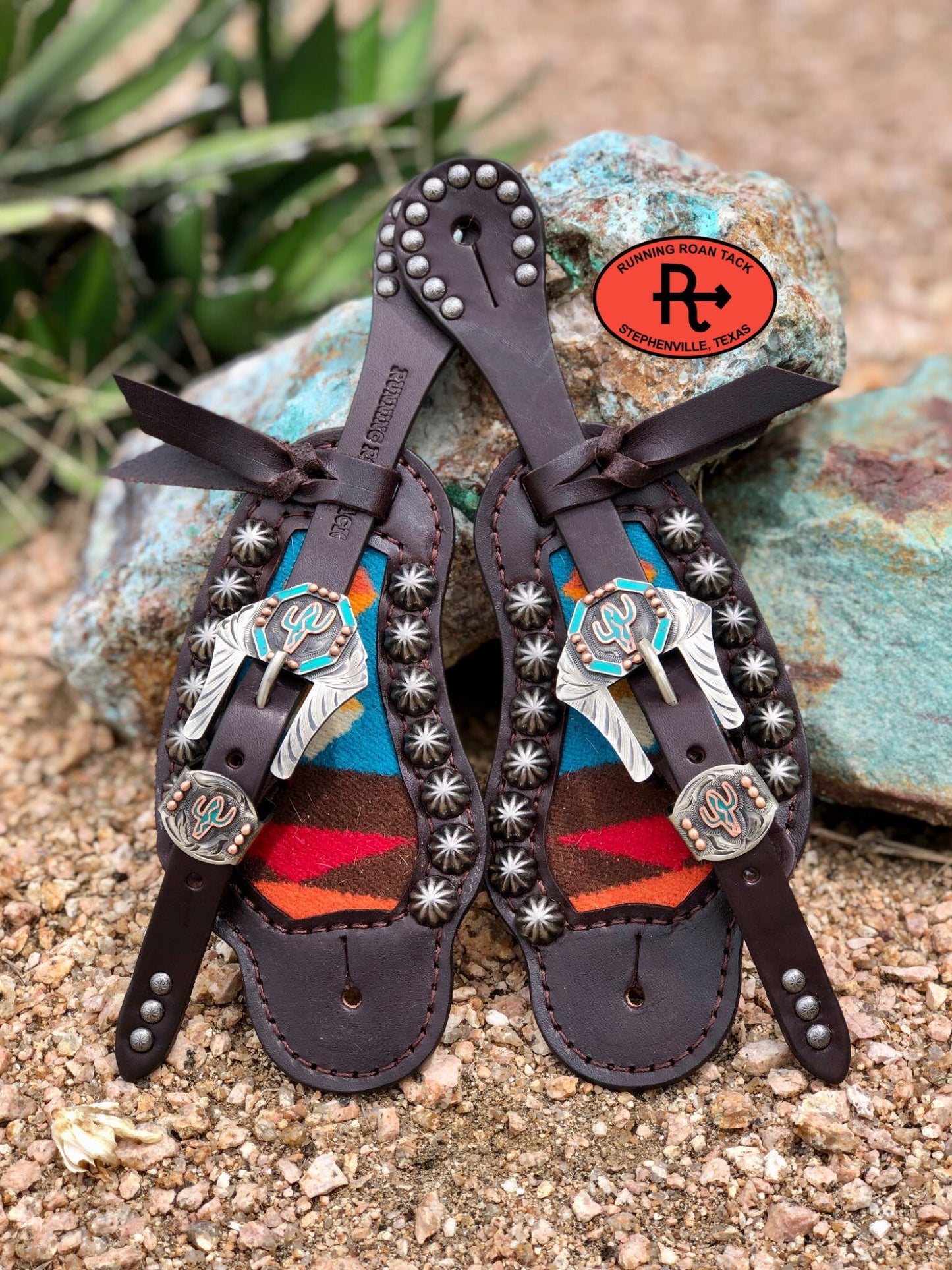 Inlaid Wool Spur Straps with German Silver Buckles 08042025-05