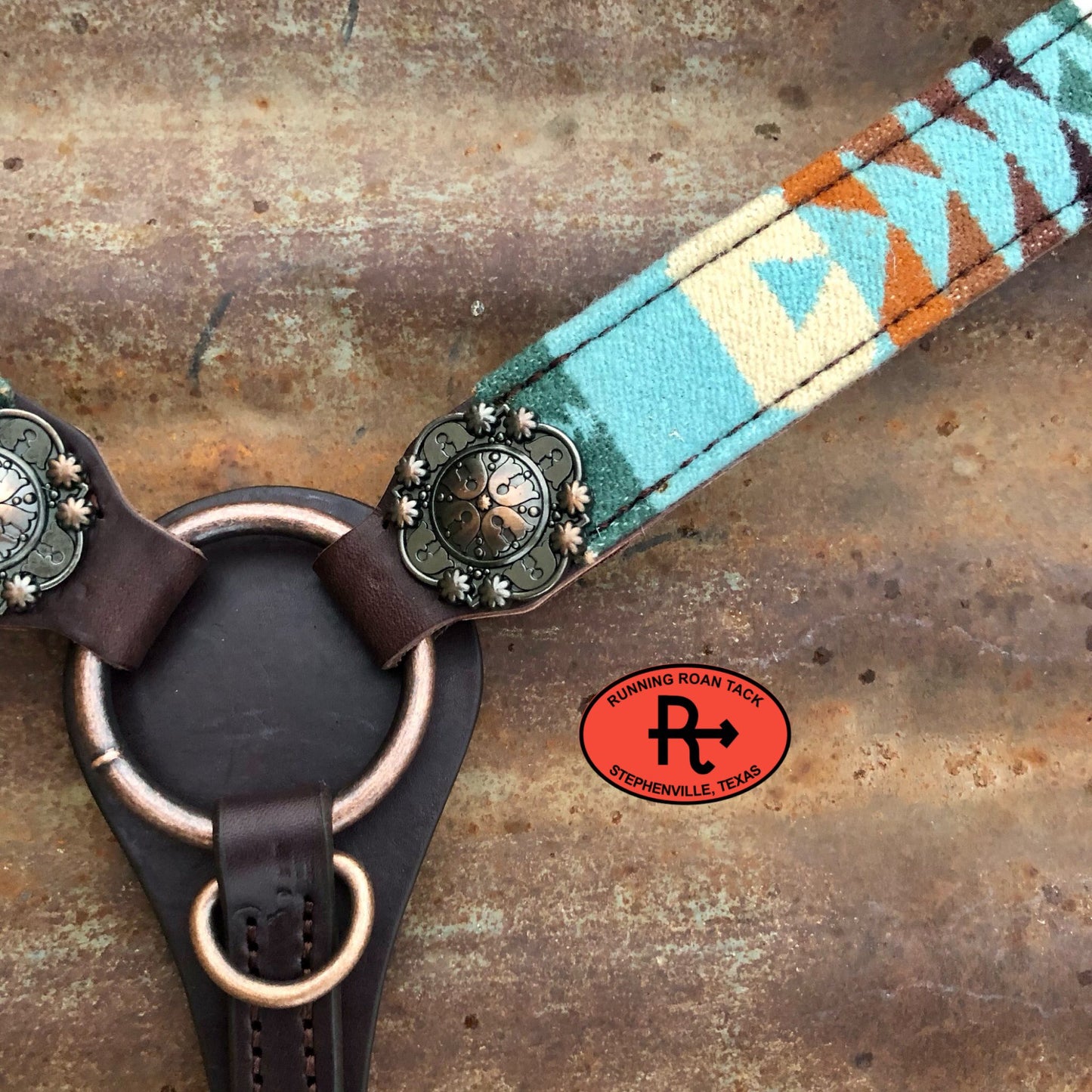 Breast Collar with Tucson Aqua Wool and Mission Hardware