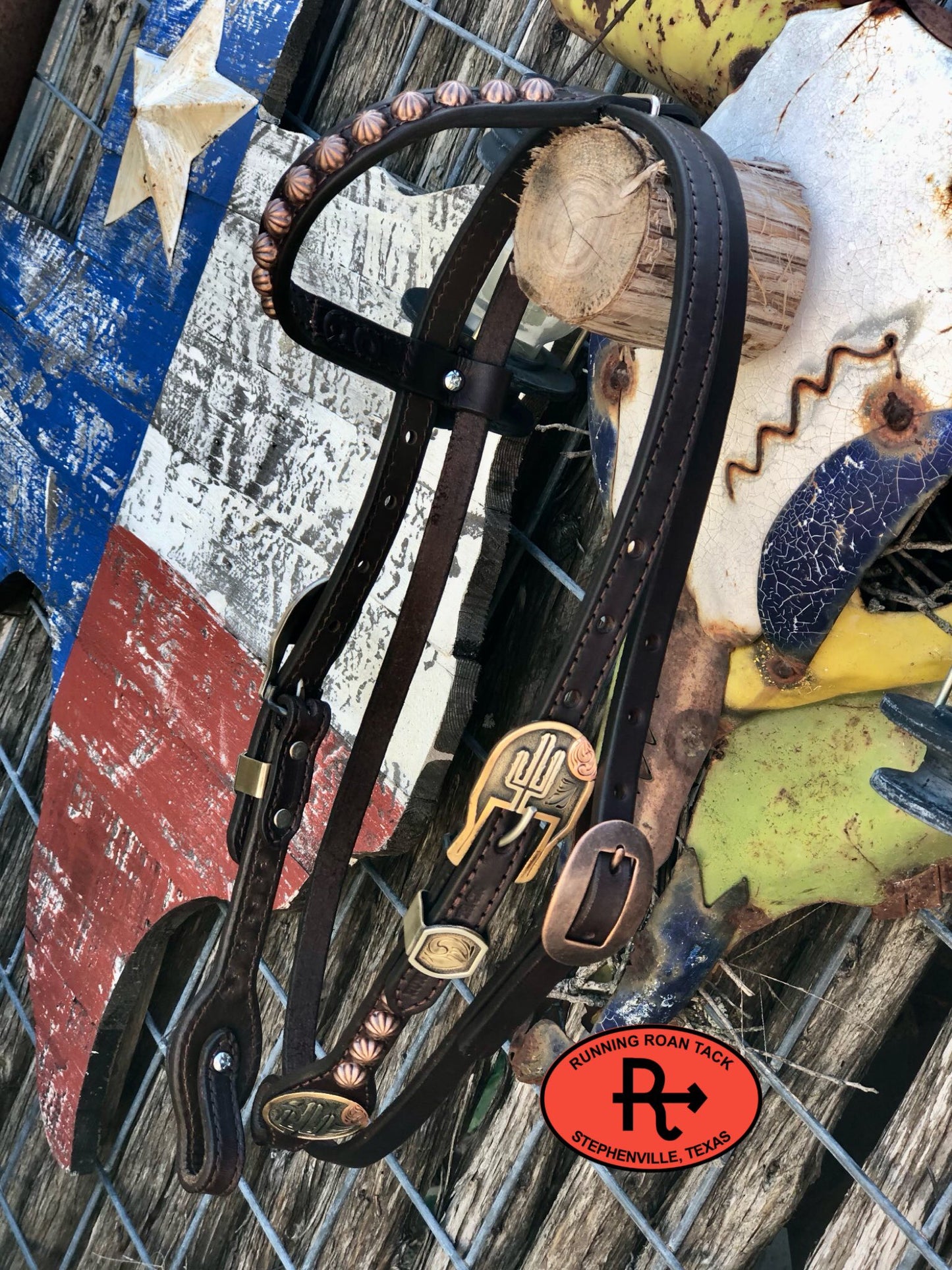 Single Ear Headstall with Throatlatch and German Silver Desert Sunset Hardware 29"-37" (6)