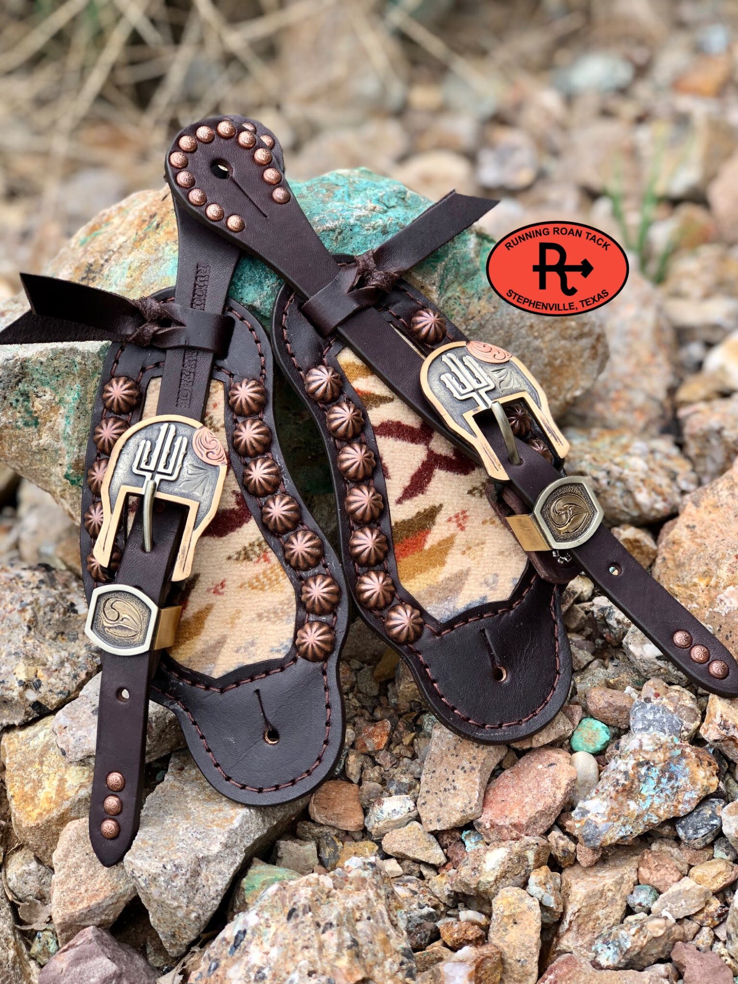 Inlaid Wool Spur Straps with German Silver Buckles 08042025-03