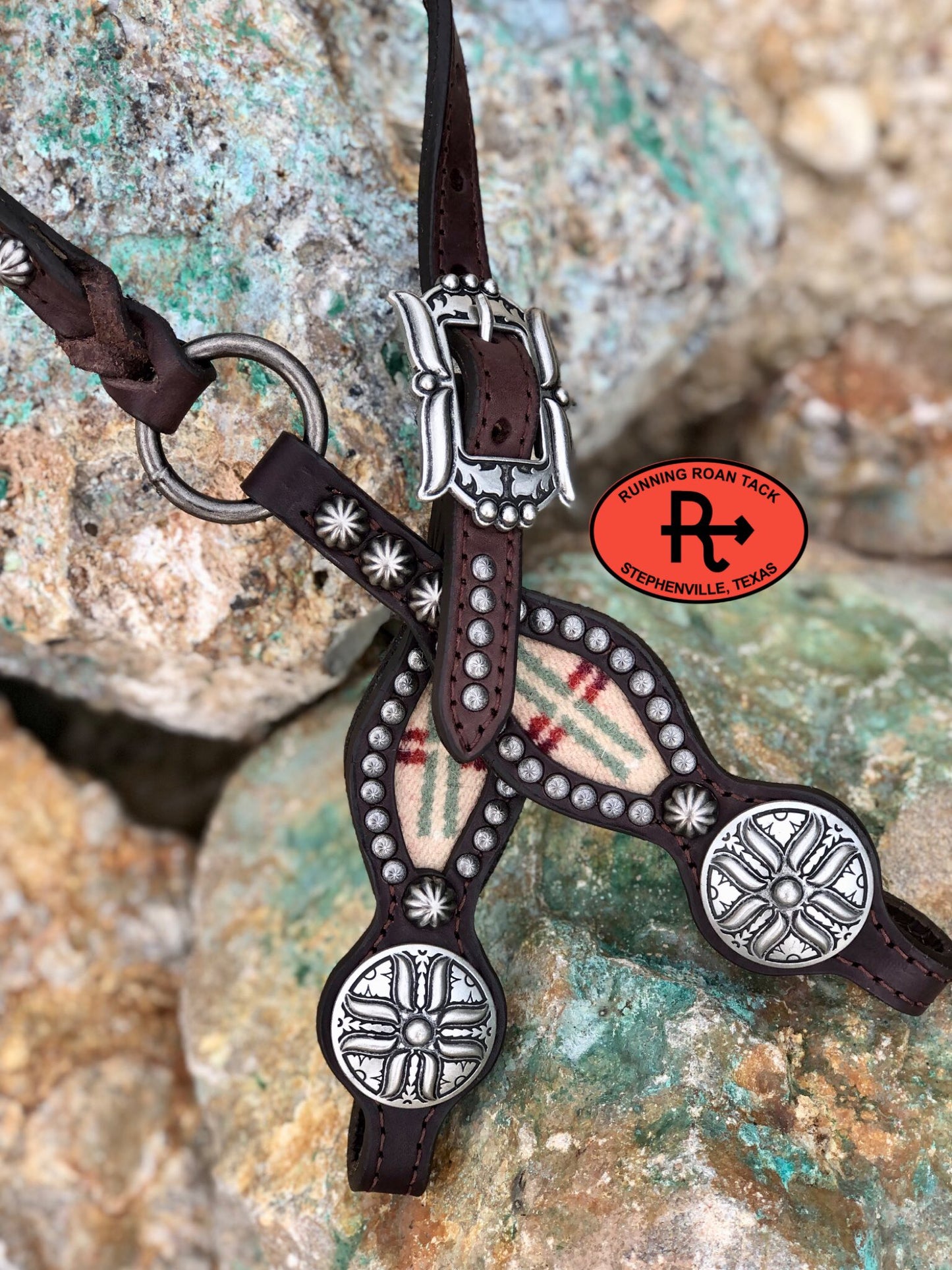 "Spirit of the People" Wool Inlaid Headstall with Gallup Hardware 34"-38" Headstall09012025-03