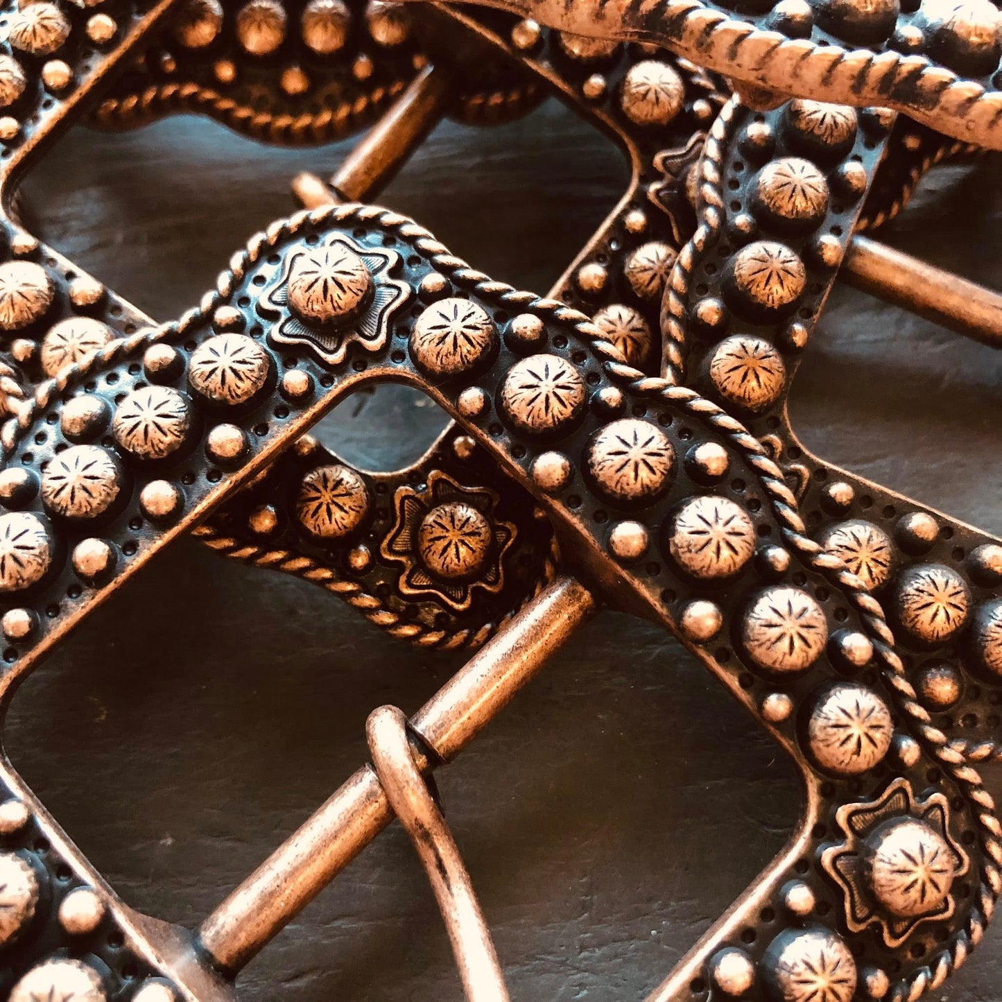 1-1/2" Copper Berry Cart Buckle, Lot of Ten (10) Buckles