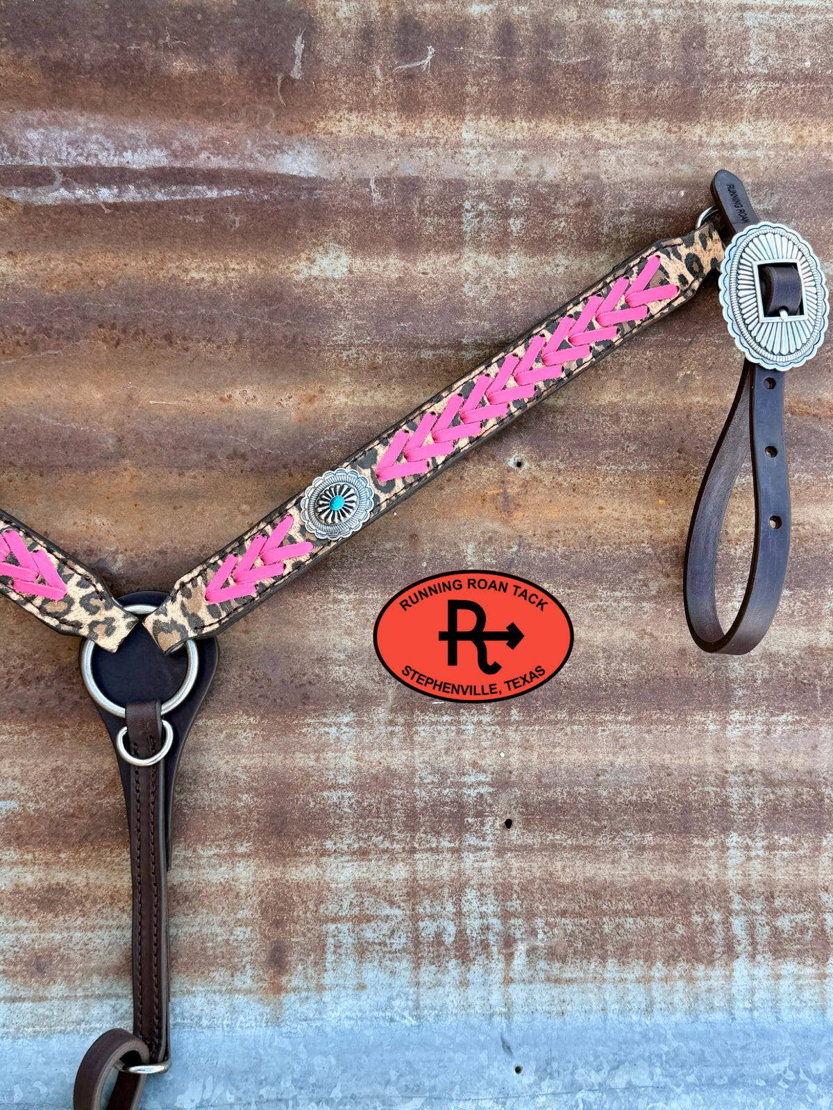 Leopard Tack Set with Pink Lacing and Southwest Hardware *Buy one piece or both pieces* Set09072026-03