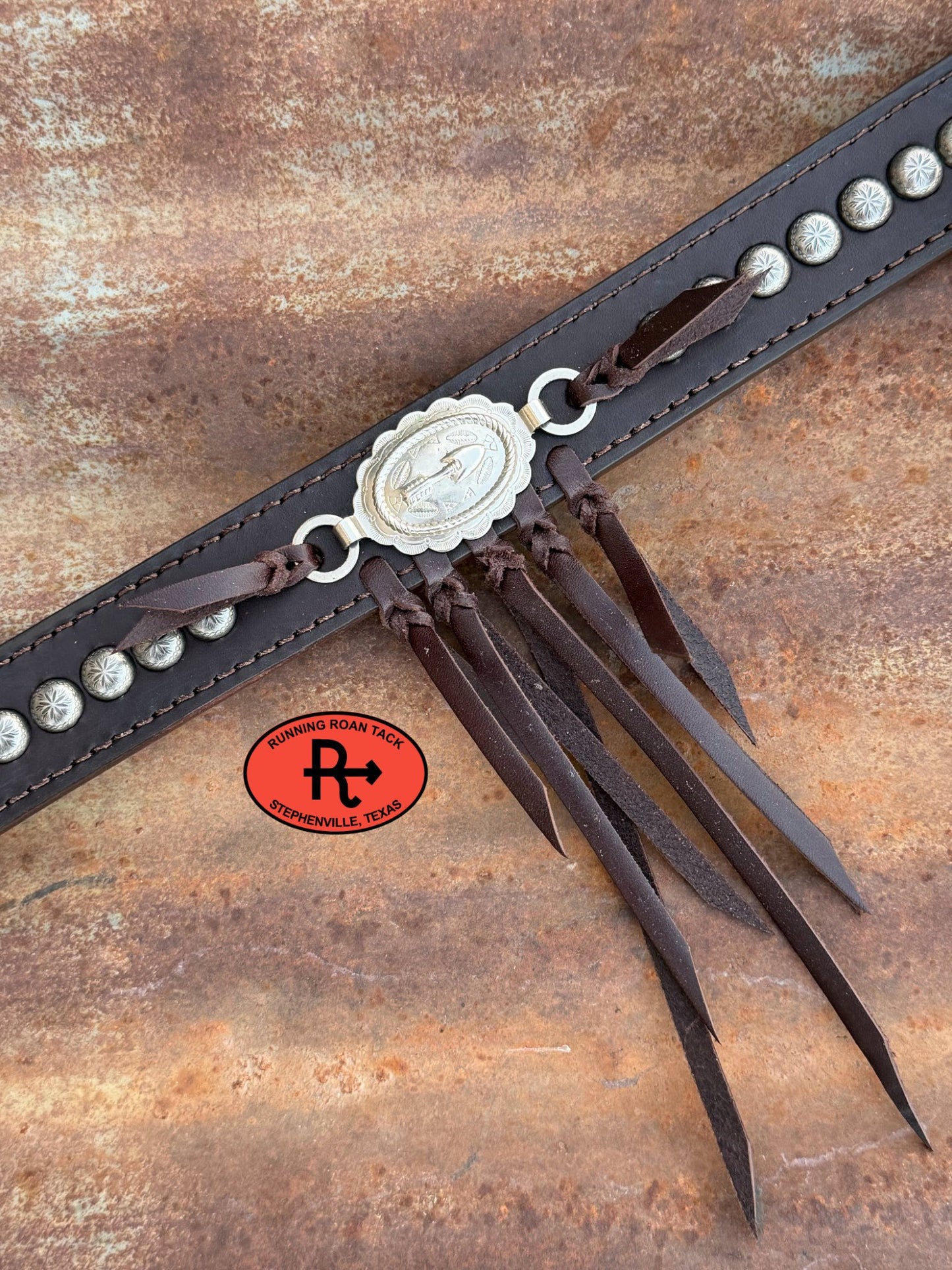 Dotted Tack Set with Tied Fringe and Vintage Thrifted Nickel Arrow Medallions *Buy one piece or both pieces* Set03022026-02