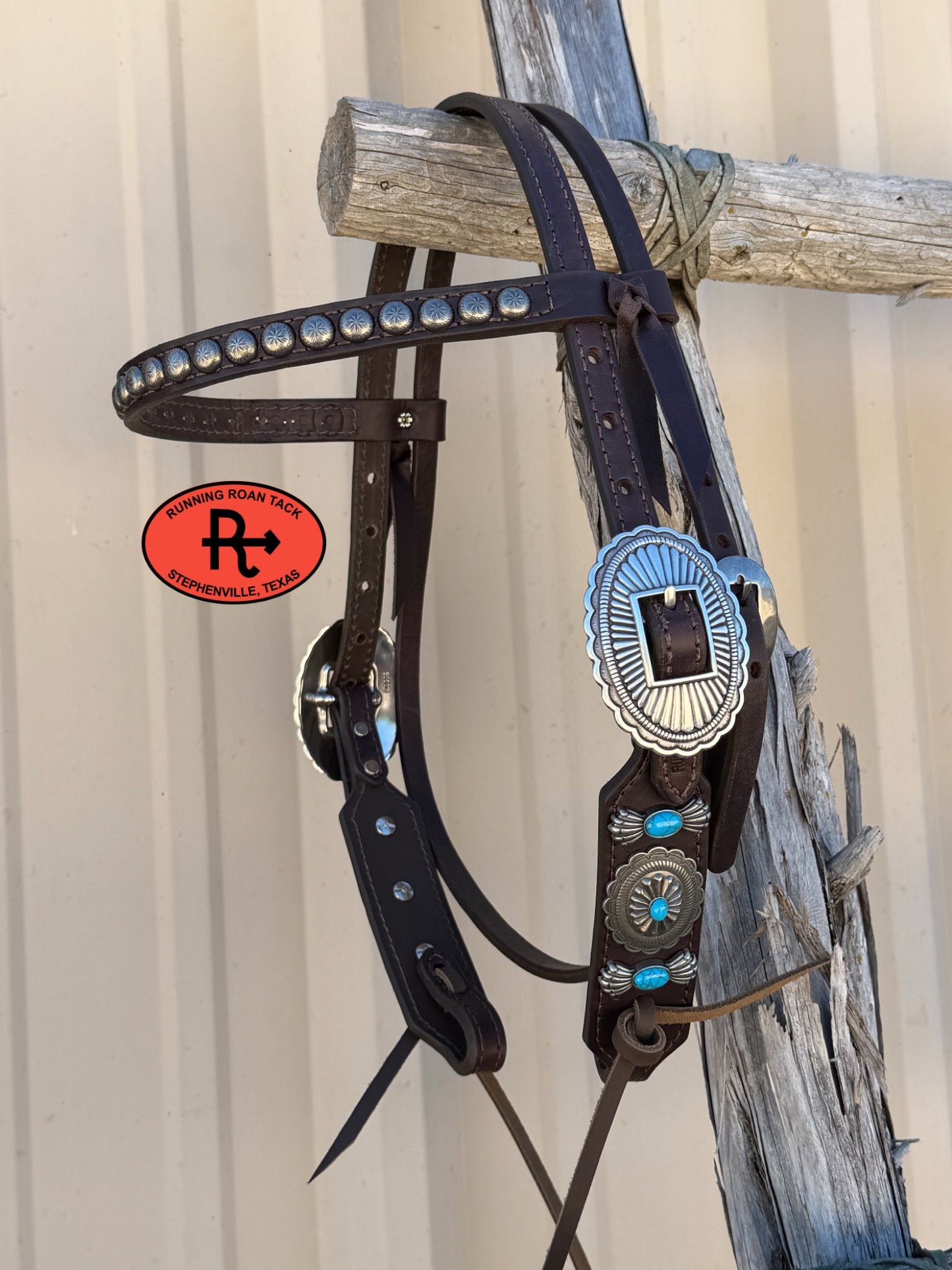 Antique Silver Southwest Concho Headstall Browband 29"-37"