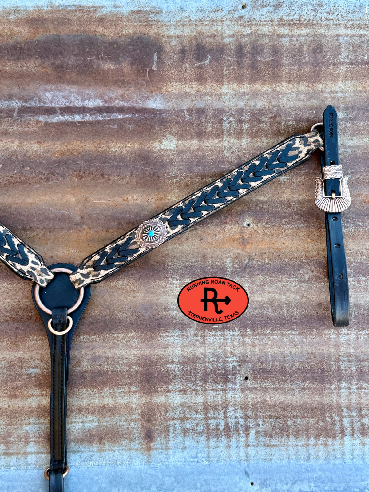 Leopard Tack Set with Black Lacing and Southwest Hardware *Buy one piece or both pieces* Set10052026-01
