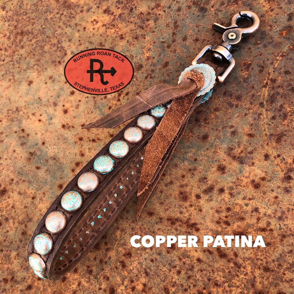Bull Hide Leather Wristlet Strap Keychain with Your Choice of Concho/Dot Color