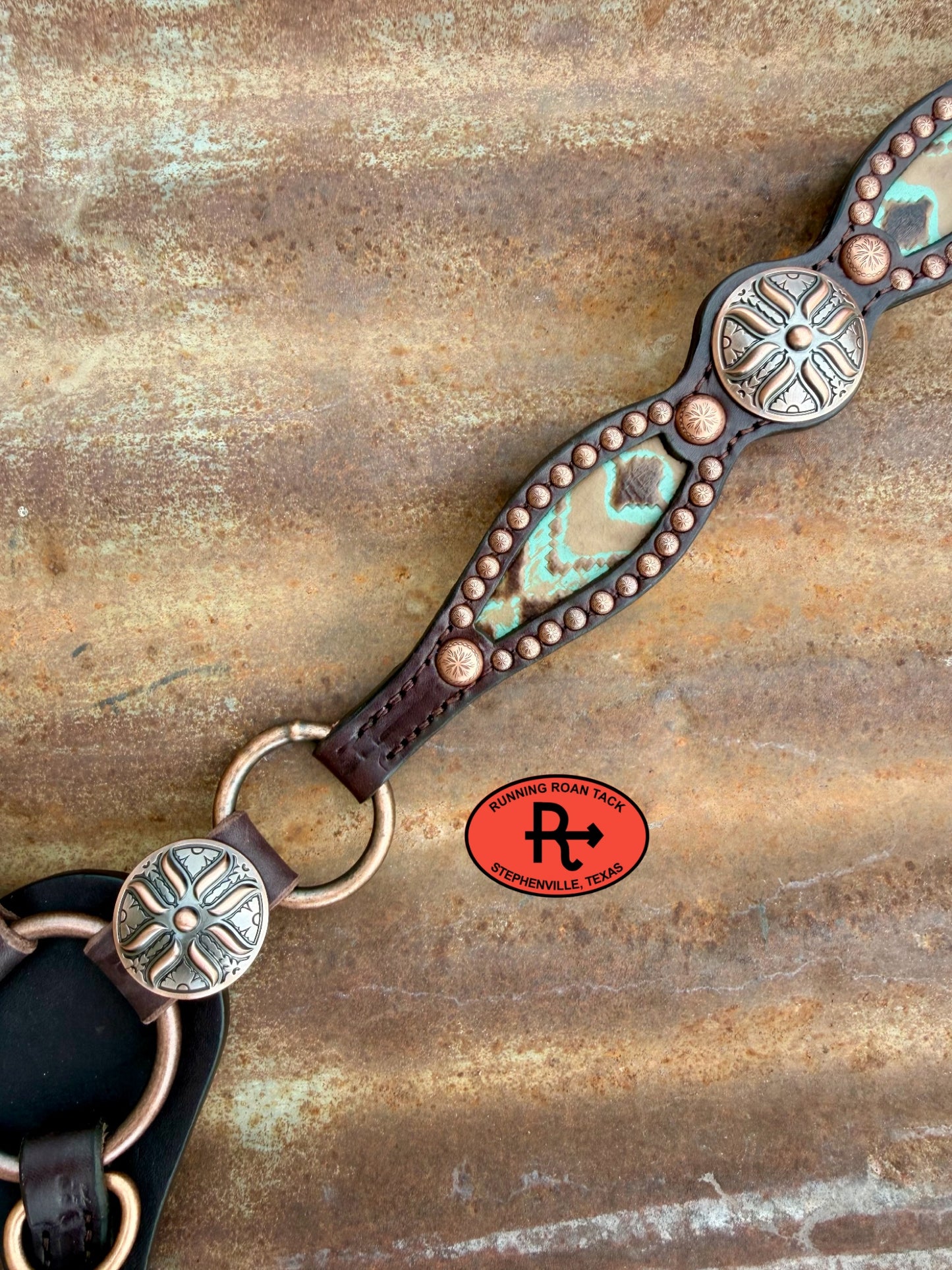 Ring Breast Collar with Inlaid Southwest Embossed Leather and Gallup Conchos Breastcollar07062026-07