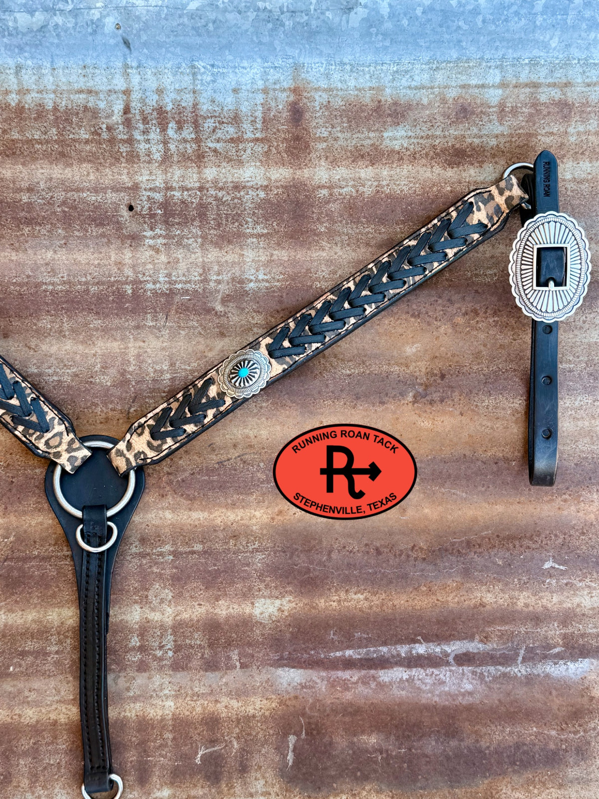 Leopard Tack Set with Black Lacing and Southwest Hardware *Buy one piece or both pieces* Set09072026-05
