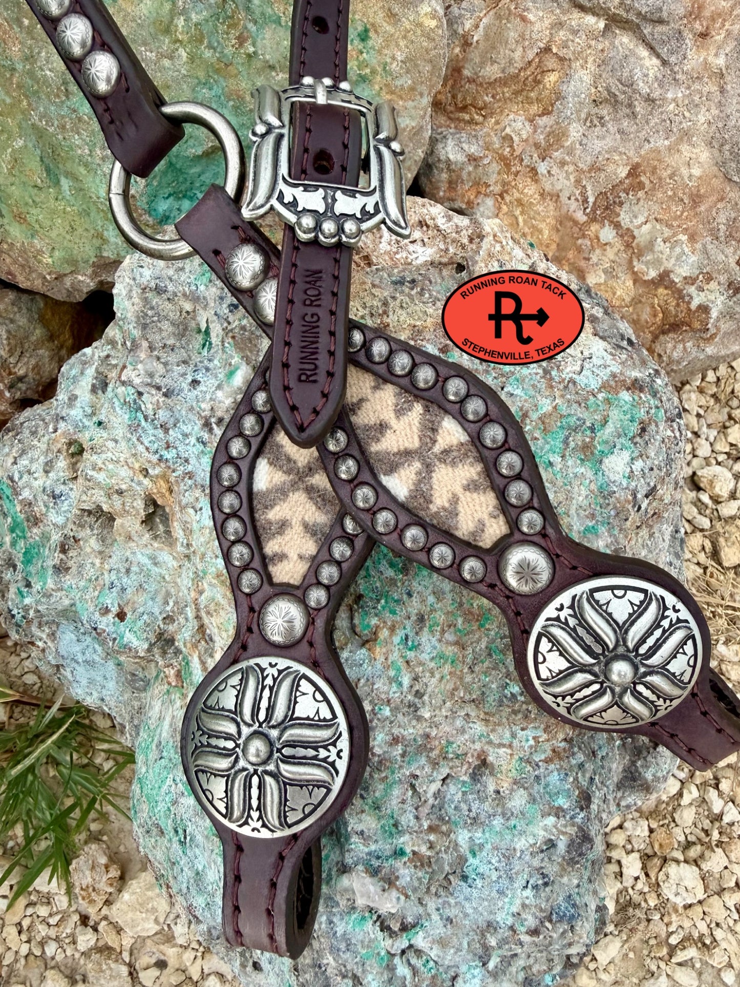 Single Ear Ring Headstall with Pacific Crest Wool and Gallup Hardware 36"-40" Headstall07062026-01