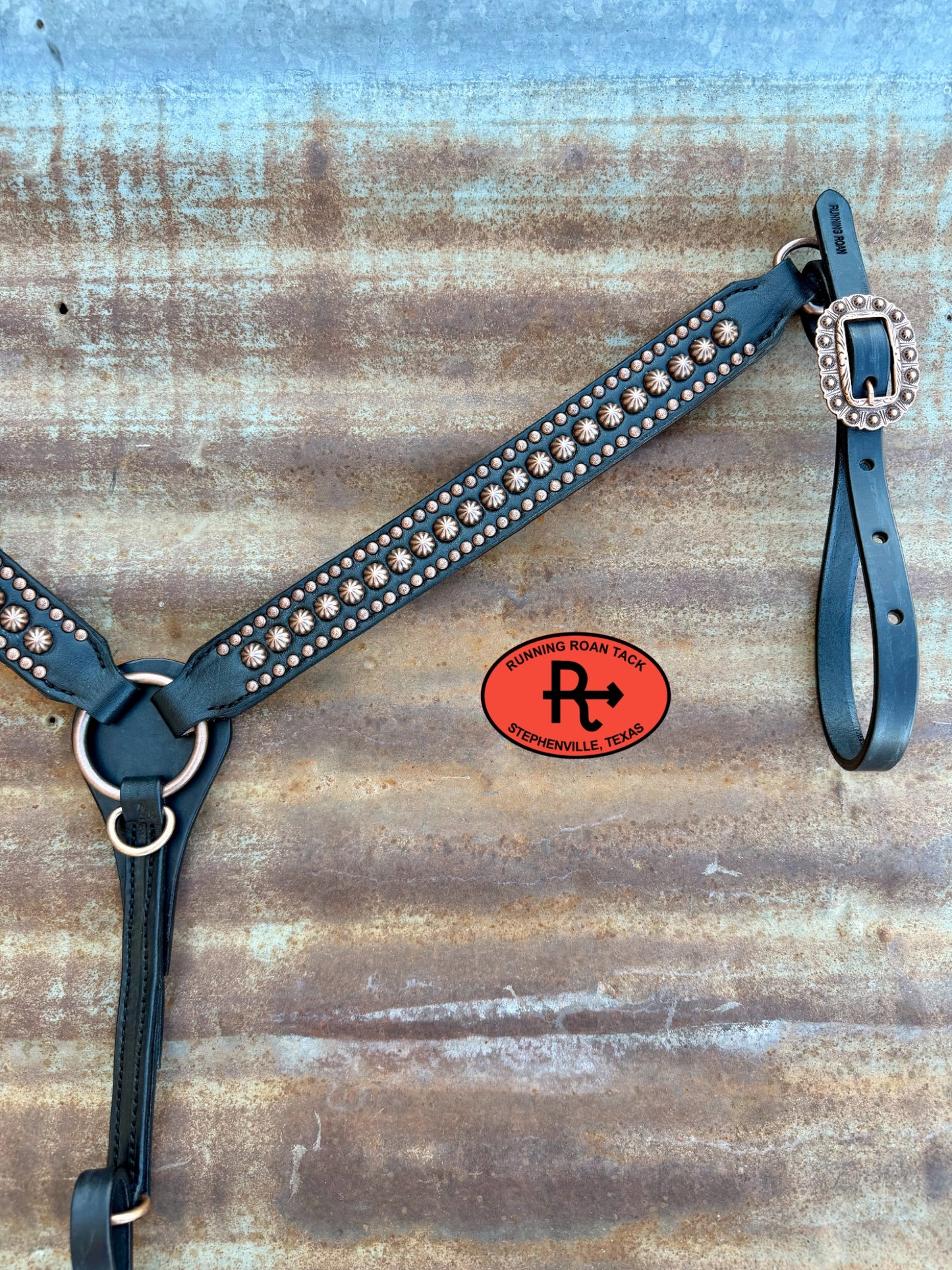 Black Leather Studded Parachute Spot Tack Set *Buy one piece or both pieces* Set08032026-02