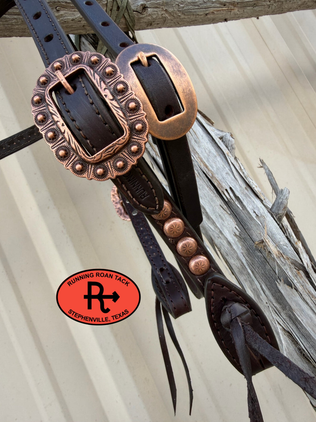 Chocolate Short Cheek Futurity Knot Headstall with Quick Change Pineapple Knots and Floral Hardware 29”-37” Headstall09072026-15