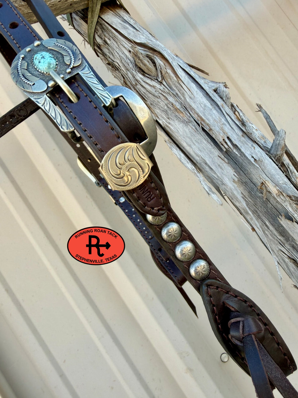 Chocolate Short Cheek Futurity Knot Headstall with Quick Change Pineapple Knots and German Silver Hardware 29”-37” Headstall10052026-13