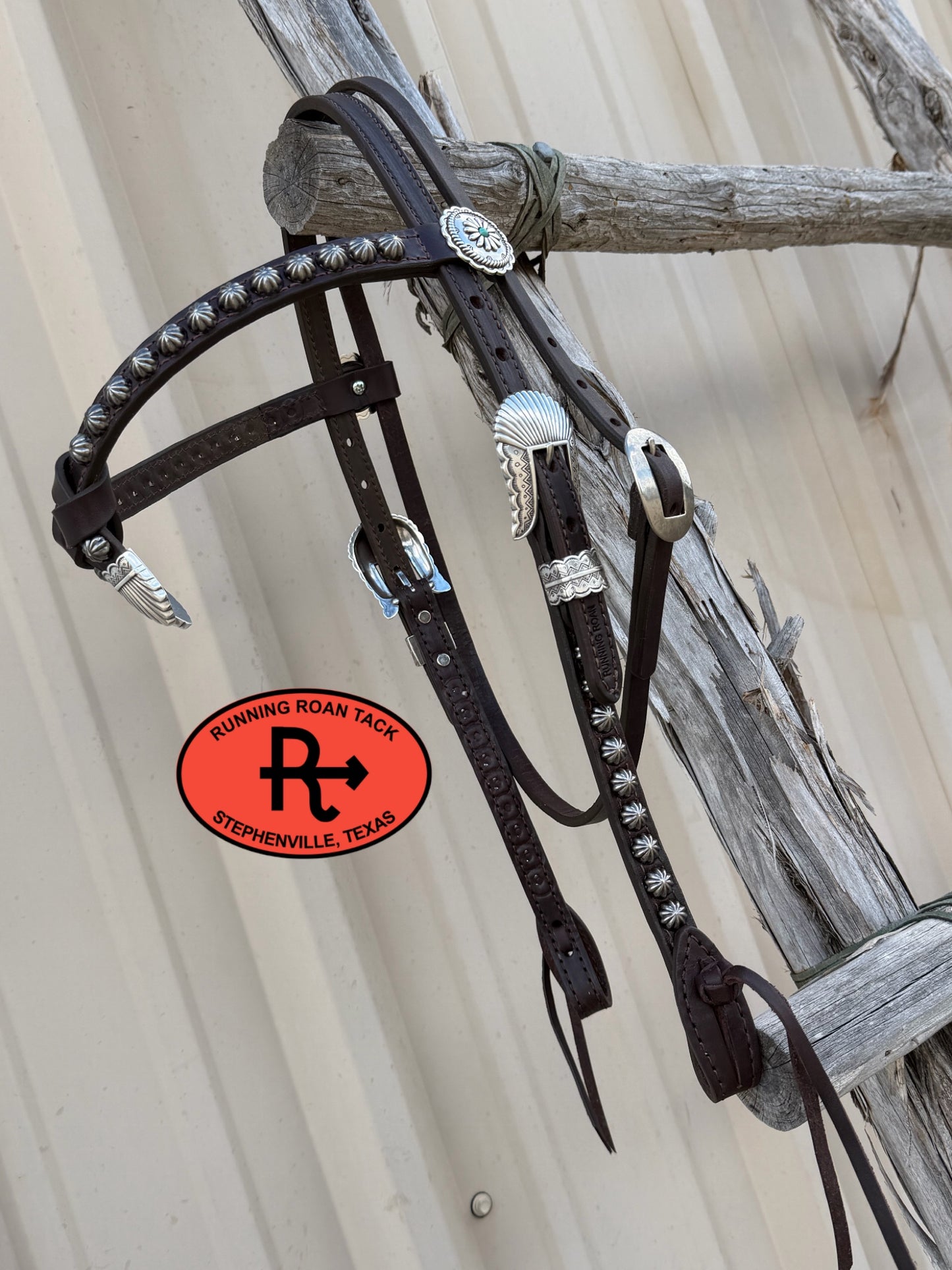 Chocolate Futurity Knot Headstall with Quick Change Pineapple Knots and Southwest Hardware 36”-43” Headstall09072026-12