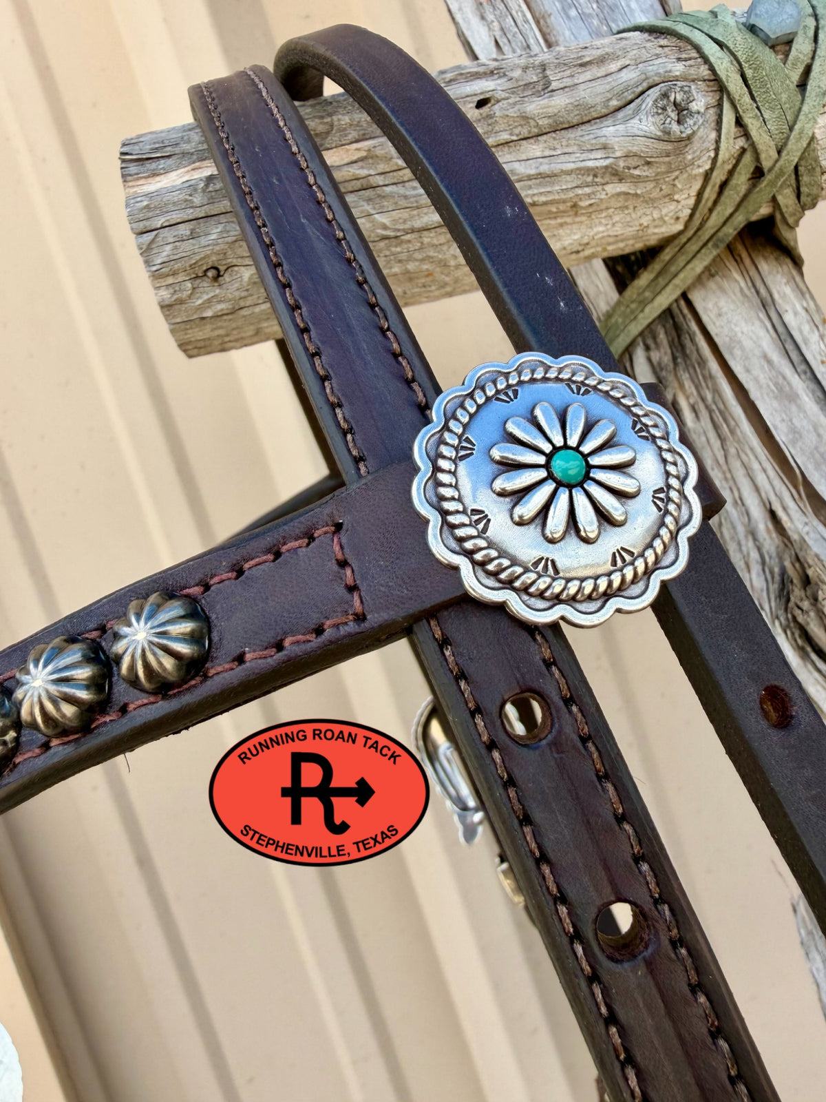 Chocolate Short Cheek Futurity Knot Headstall with Quick Change Pineapple Knots and Southwest Hardware 29”-37” Headstall09072026-11