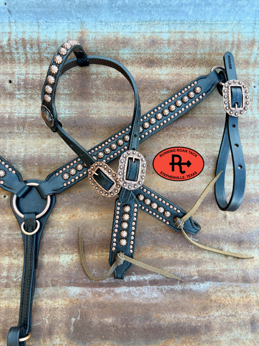 Black Leather Studded Parachute Spot Tack Set *Buy one piece or both pieces* Set08032026-02
