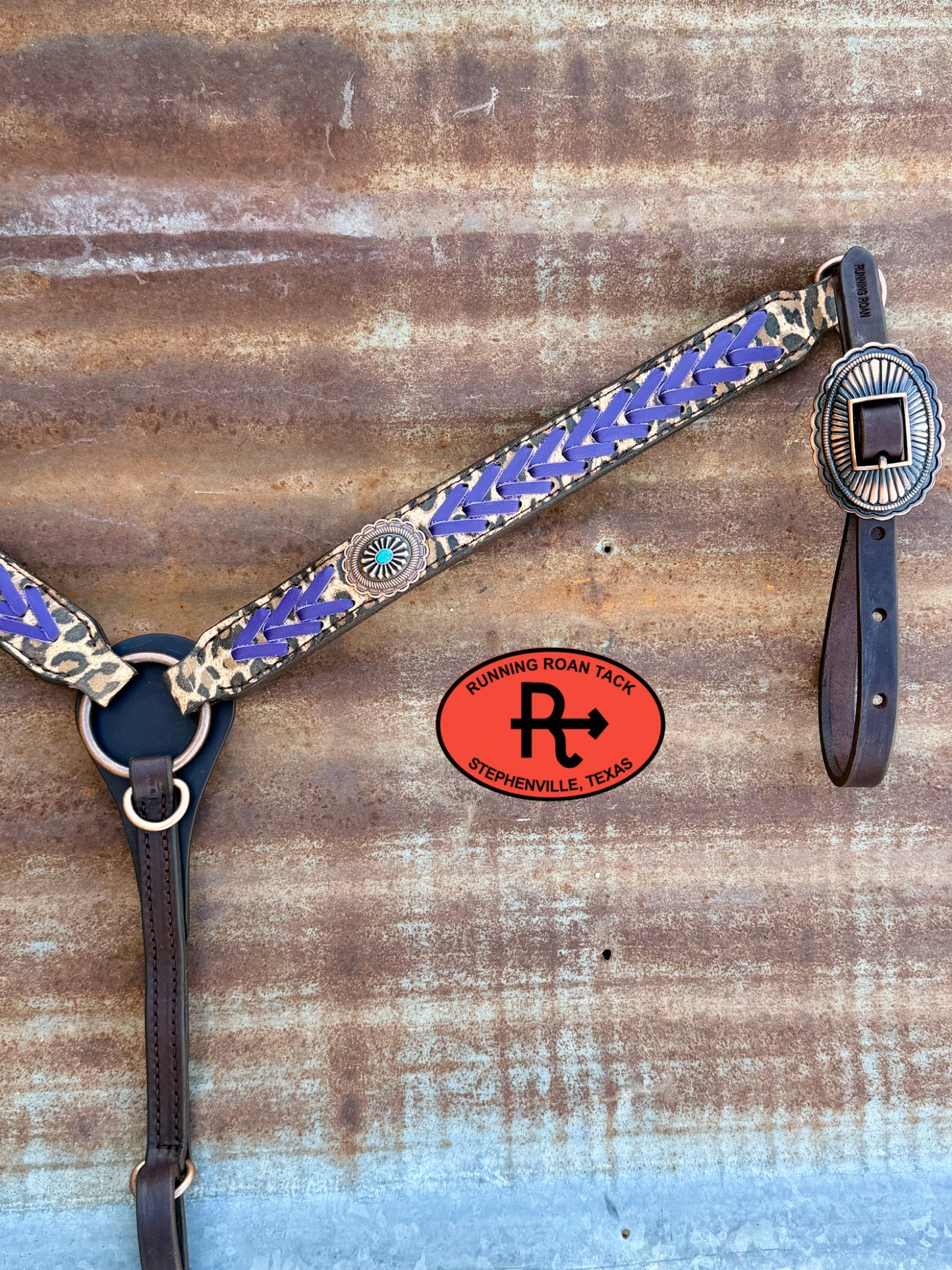 Leopard Tack Set with Purple Lacing and Southwest Hardware *Buy one piece or both pieces*  Set09072026-02