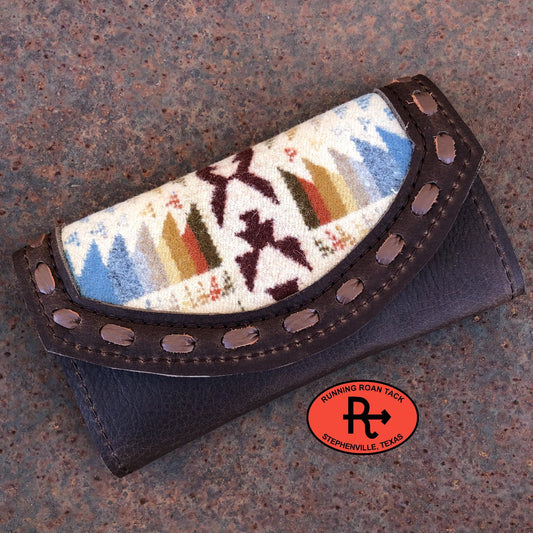 "Shonto Wheatlands" Inlaid Wool Trifold Wallet with Pop Stitch