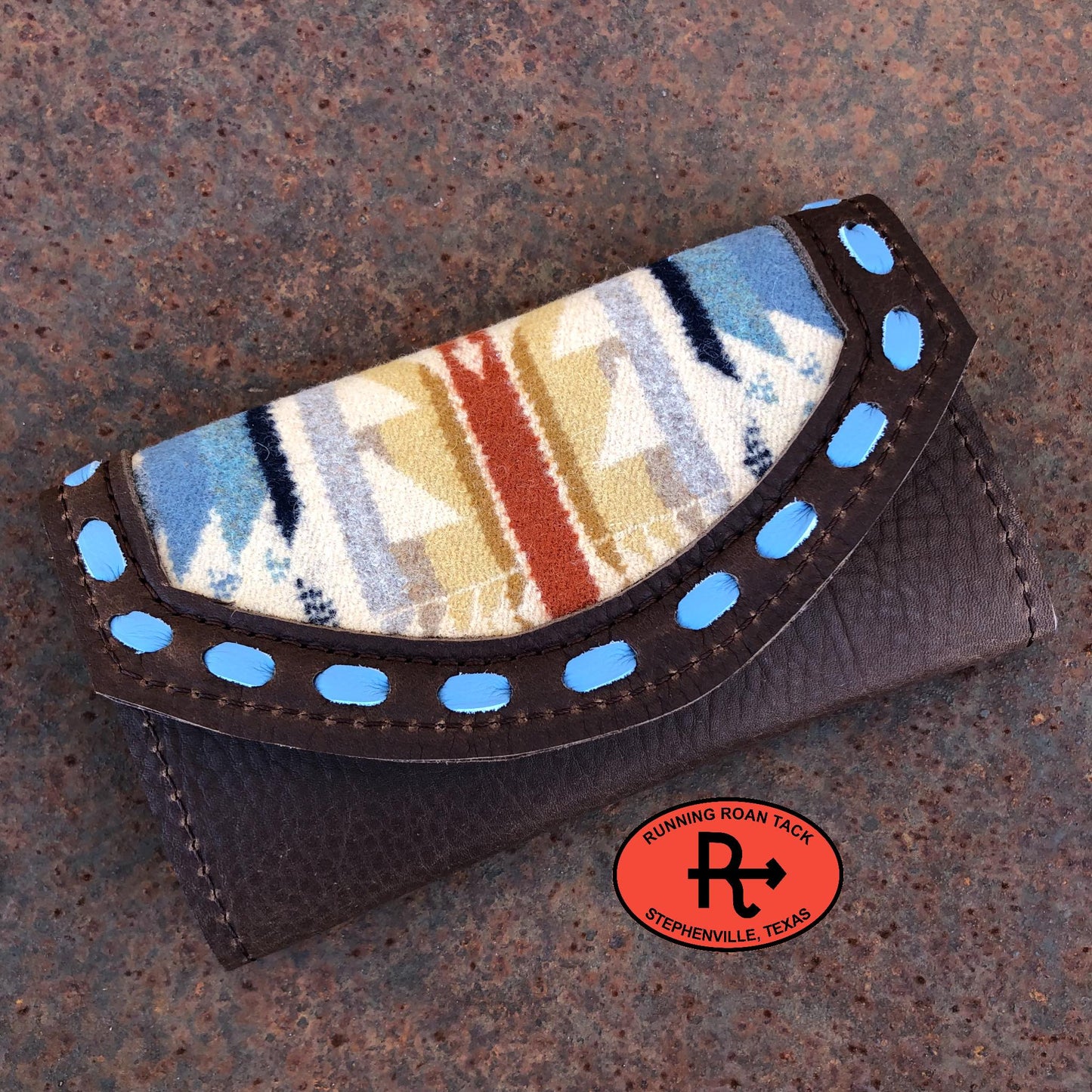 "Shonto Wheatlands" Inlaid Wool Trifold Wallet with Pop Stitch