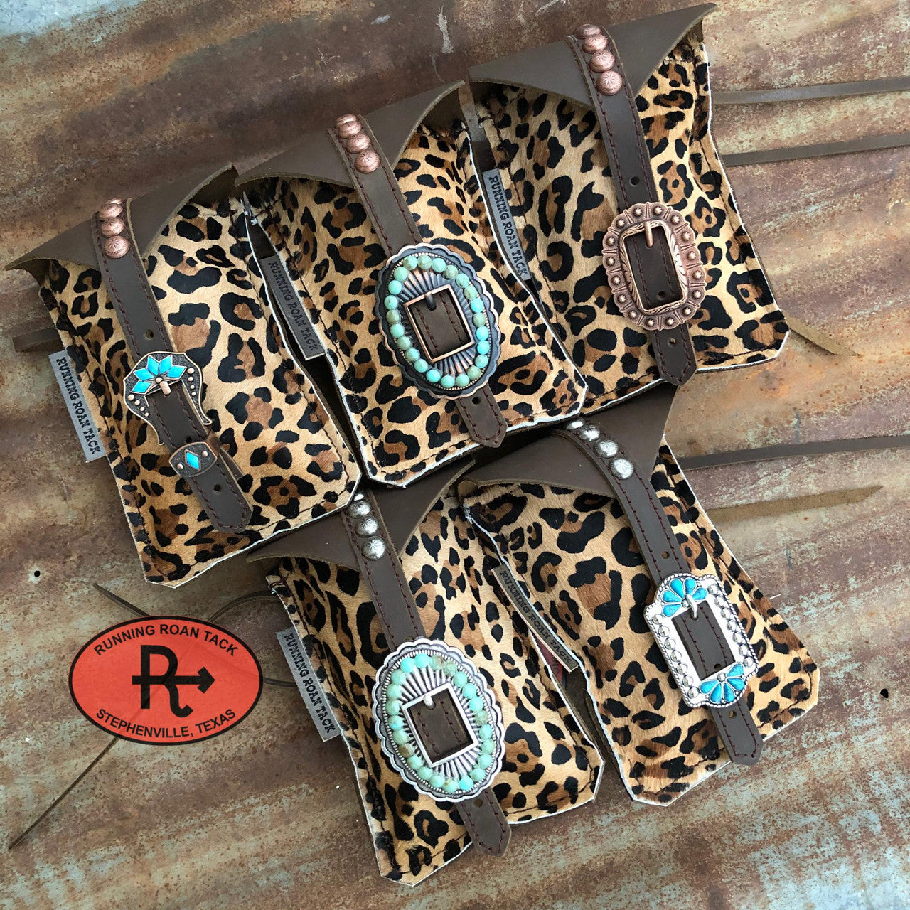 Leopard Cowhide  Mini Saddle Bag with Your Choice of Buckle and Fringe for Phone, Keys, Roping Powder, etc