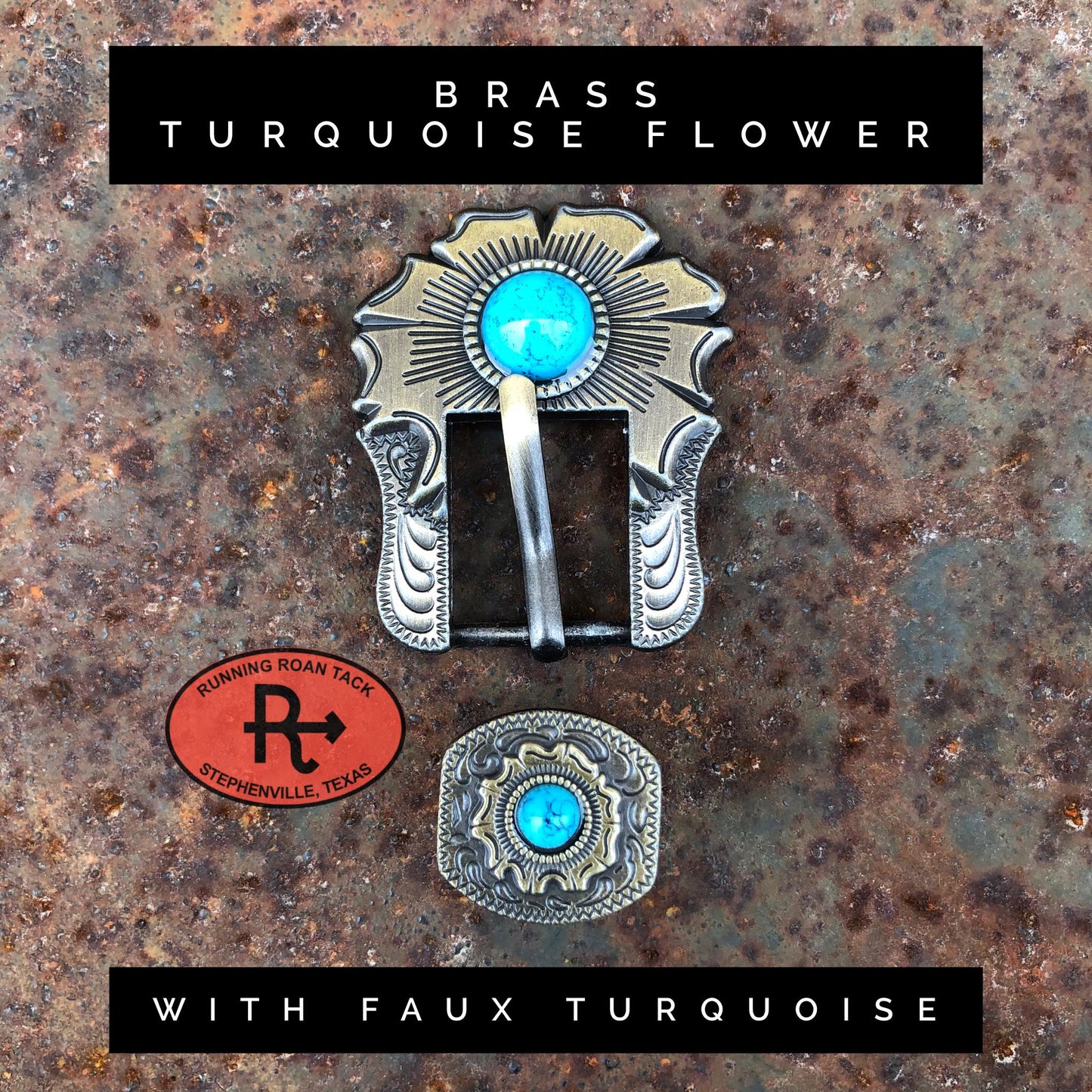Turquoise Floral Buckaroo Spur Straps with Your Choice of Buckles