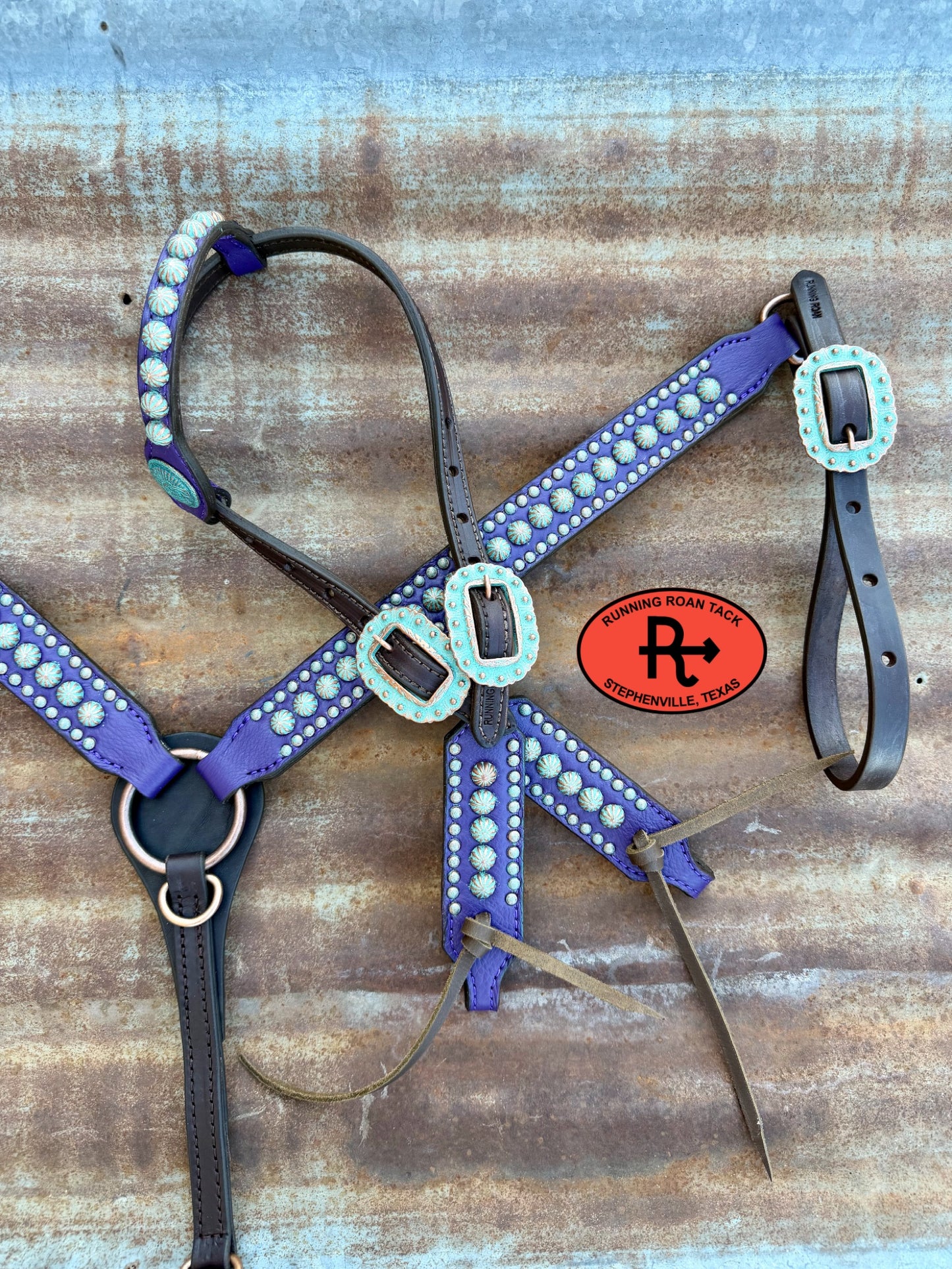 Purple Leather Studded Parachute Spot Tack Set *Buy one piece or both pieces* Set08032026-03