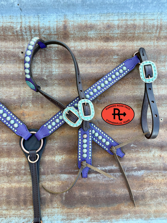 Purple Leather Studded Parachute Spot Tack Set *Buy one piece or both pieces* Set08032026-03