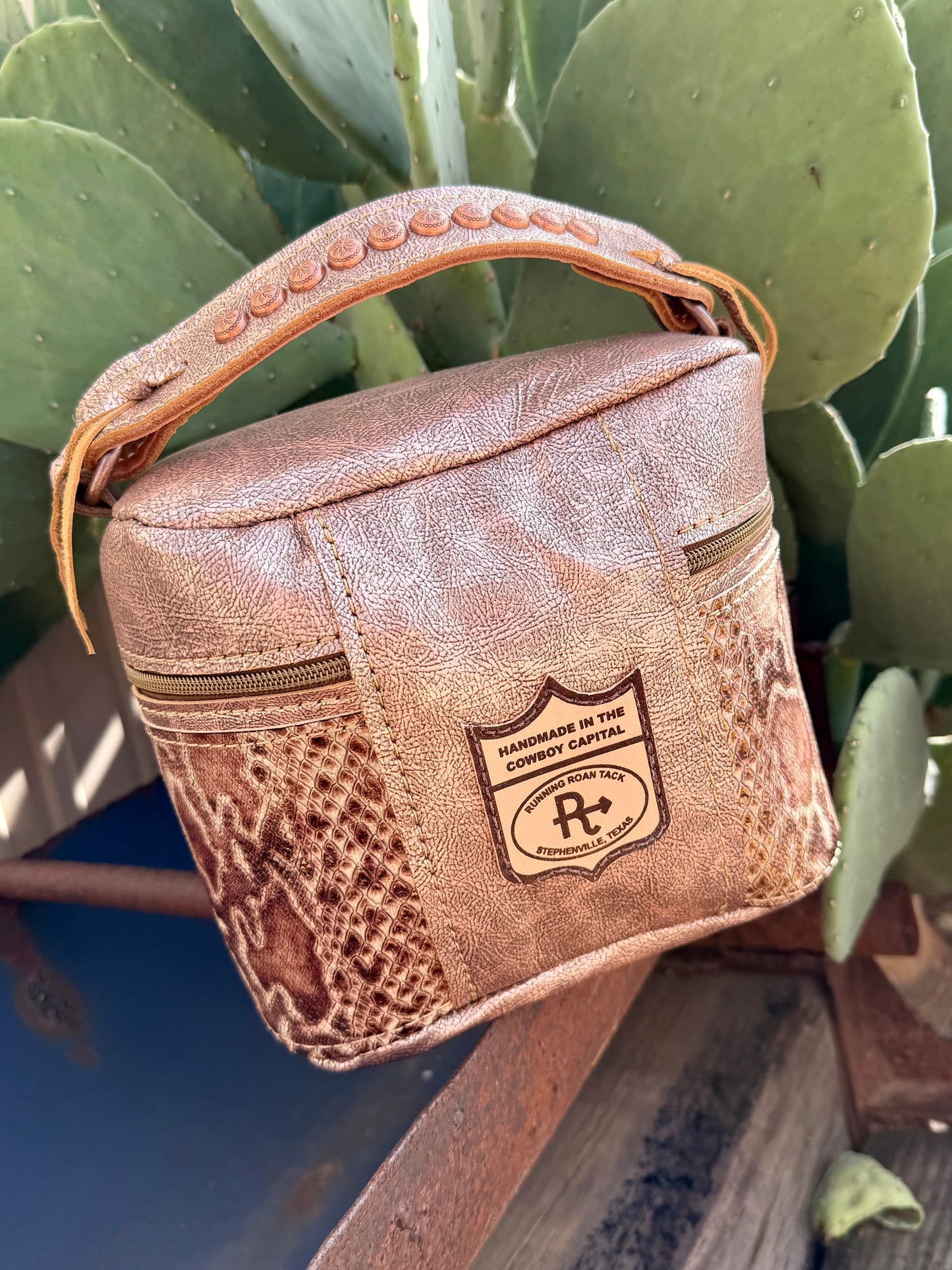 Metallic Copper Leather with Snake Train Case for Makeup, Toiletries, etc traincase07062026-26