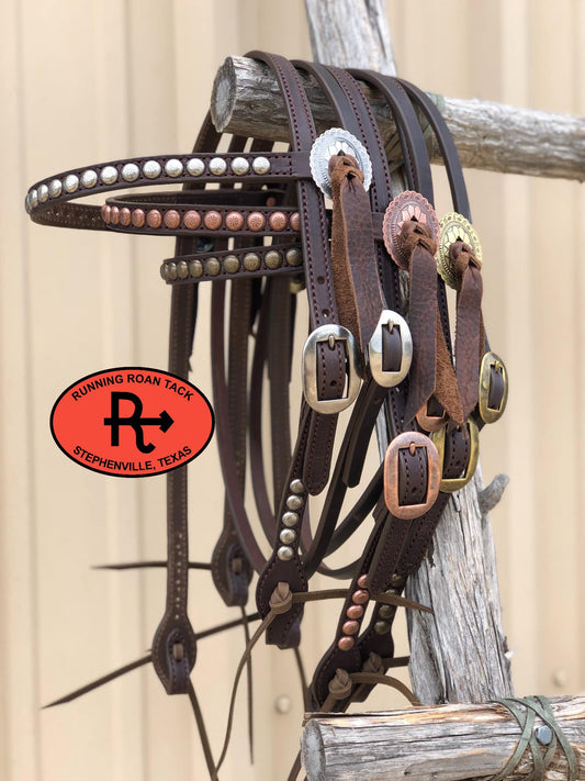 "Yuma" Browband Headstall with Your Choice of Slotted Sedona Concho