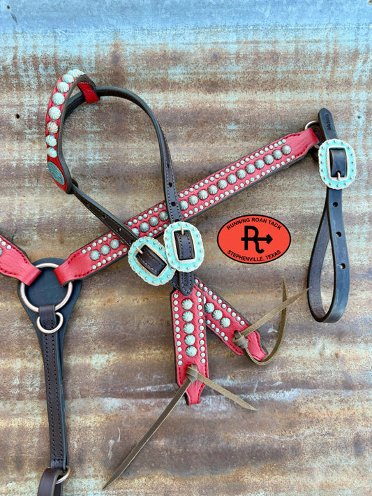 Red Leather Studded Parachute Spot Tack Set *Buy one piece or both pieces* Set08032026-04
