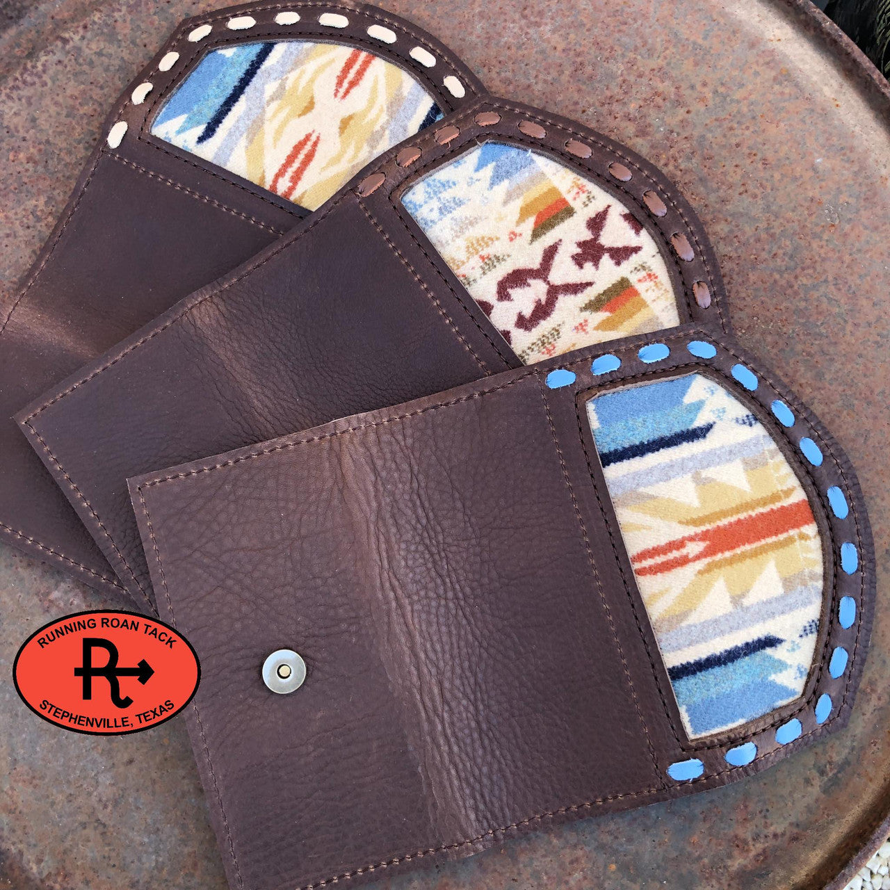 "Shonto Wheatlands" Inlaid Wool Trifold Wallet with Pop Stitch