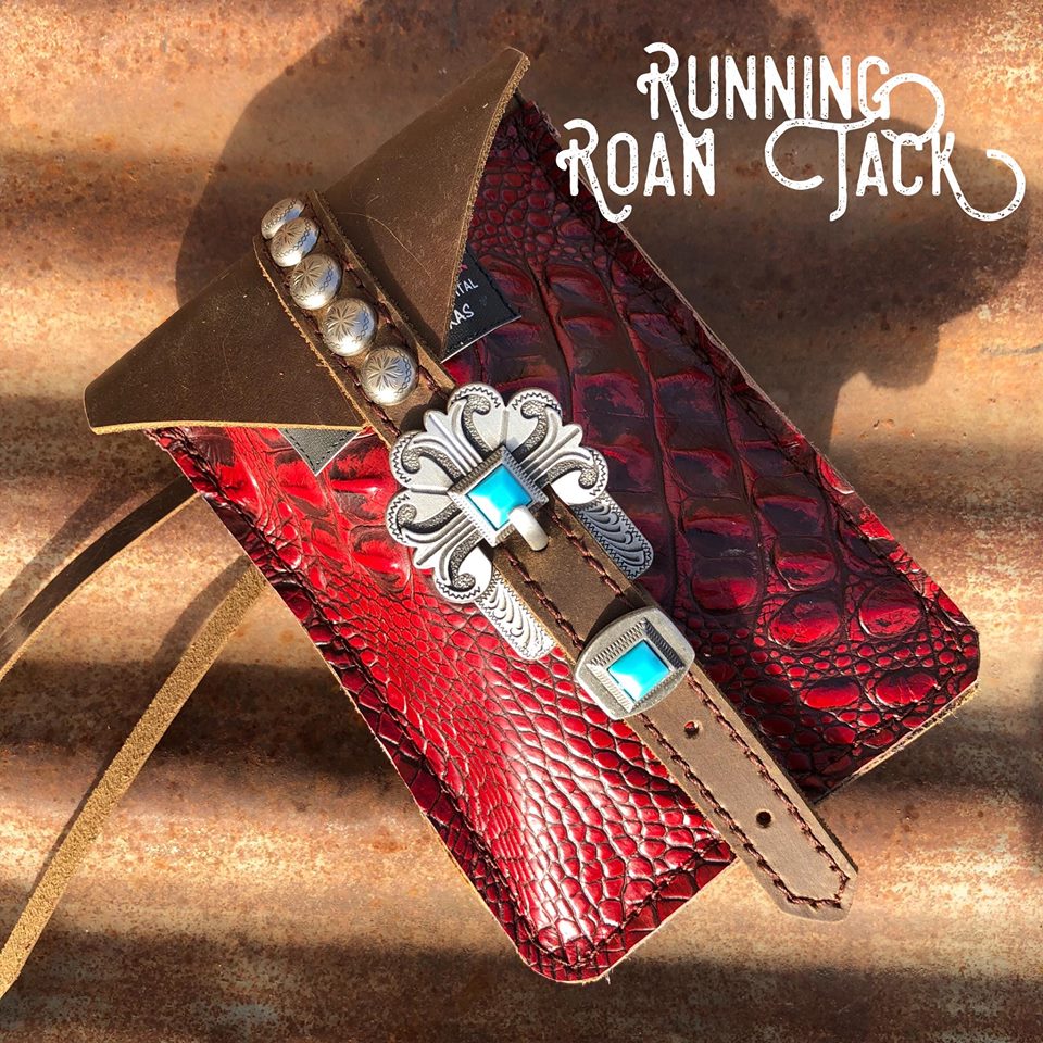 Red Croc Mini Saddle Bag with Your Choice of Buckle and Fringe for Phone, Keys, Roping Powder, etc