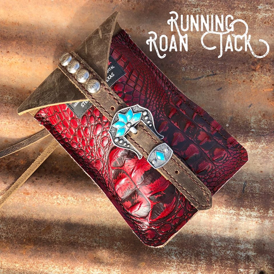 Red Croc Mini Saddle Bag with Your Choice of Buckle and Fringe for Phone, Keys, Roping Powder, etc
