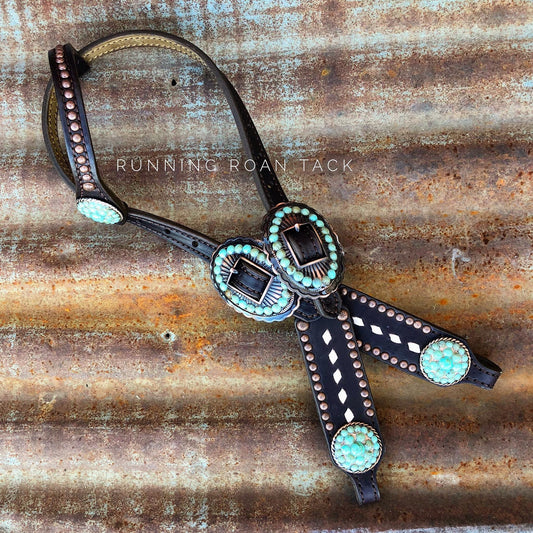 White Natural Buckstitch Single Ear Short Cheek Headstall with Your Choice of Hardware