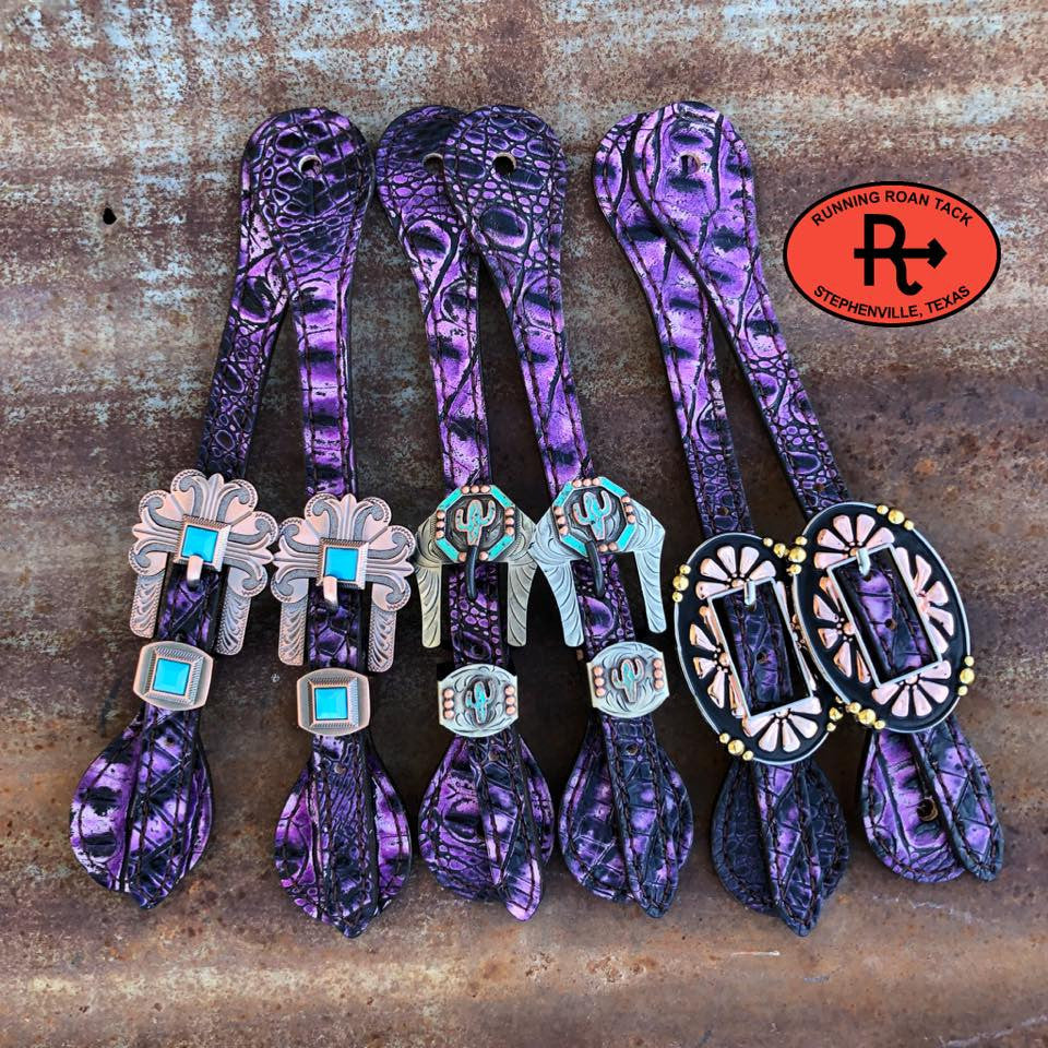 Purple Croc Spur Straps with Your Choice of Buckles