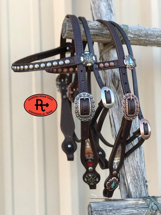 "Pacific Crest" Wool Browband Standard Size Headstall with Your Choice of Hardware