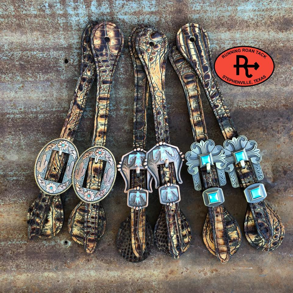 Sepia Croc Spur Straps with Your Choice of Buckles